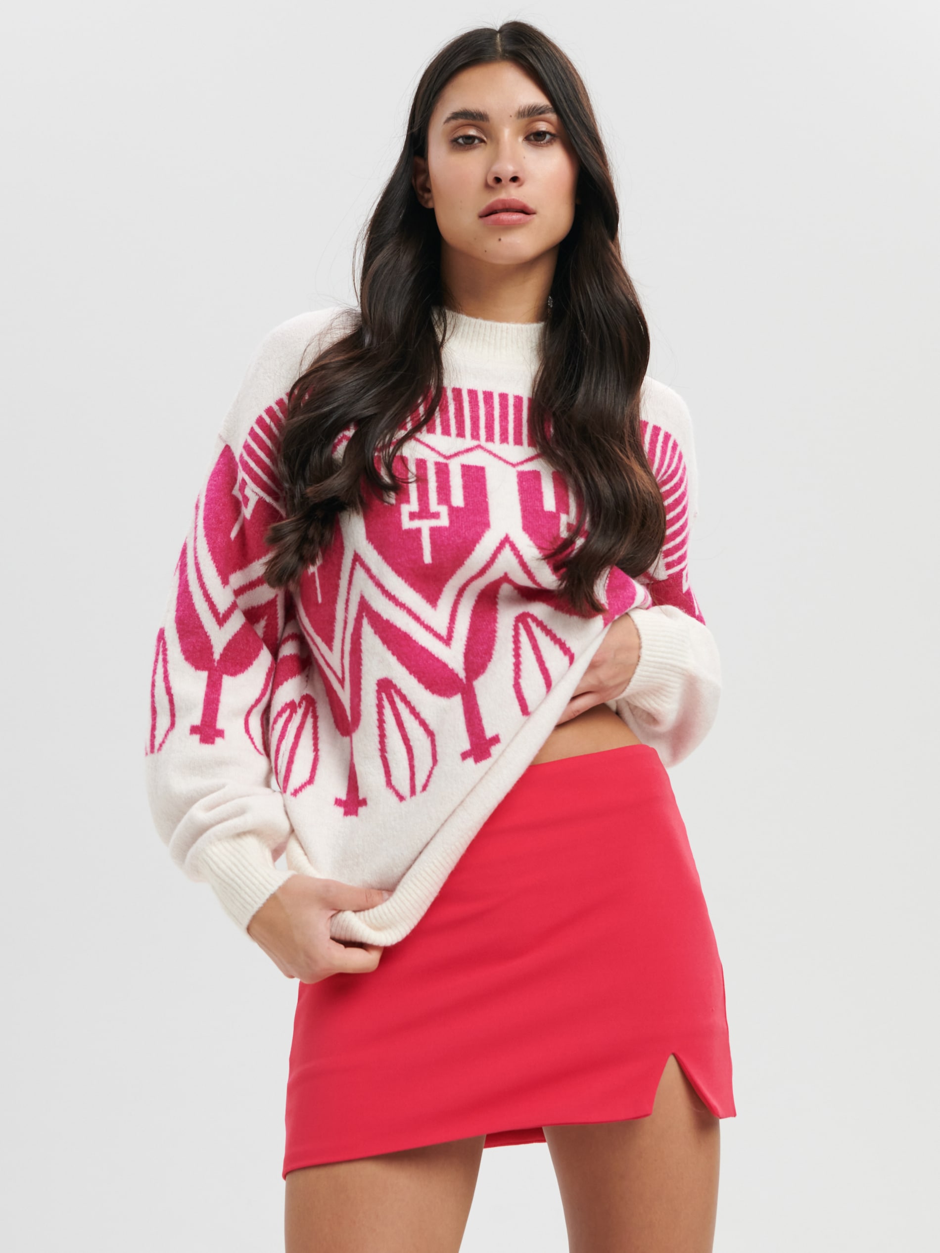 Sinsay - Mini φούστα με σκίσιμο - φουξια φωτογραφία