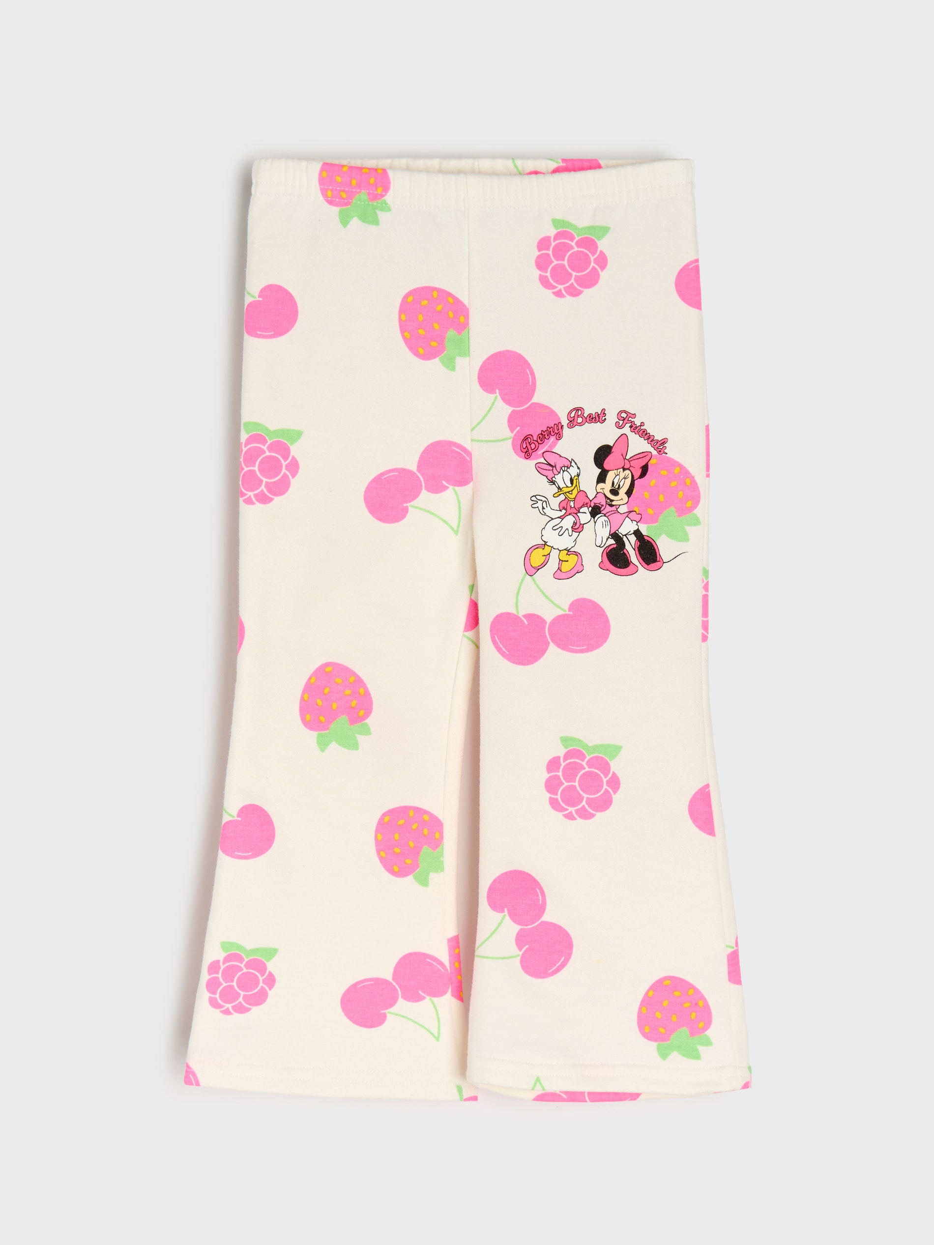 Sinsay - Bawełniane spodnie flare z nadrukiem Minnie Mouse - kremowy