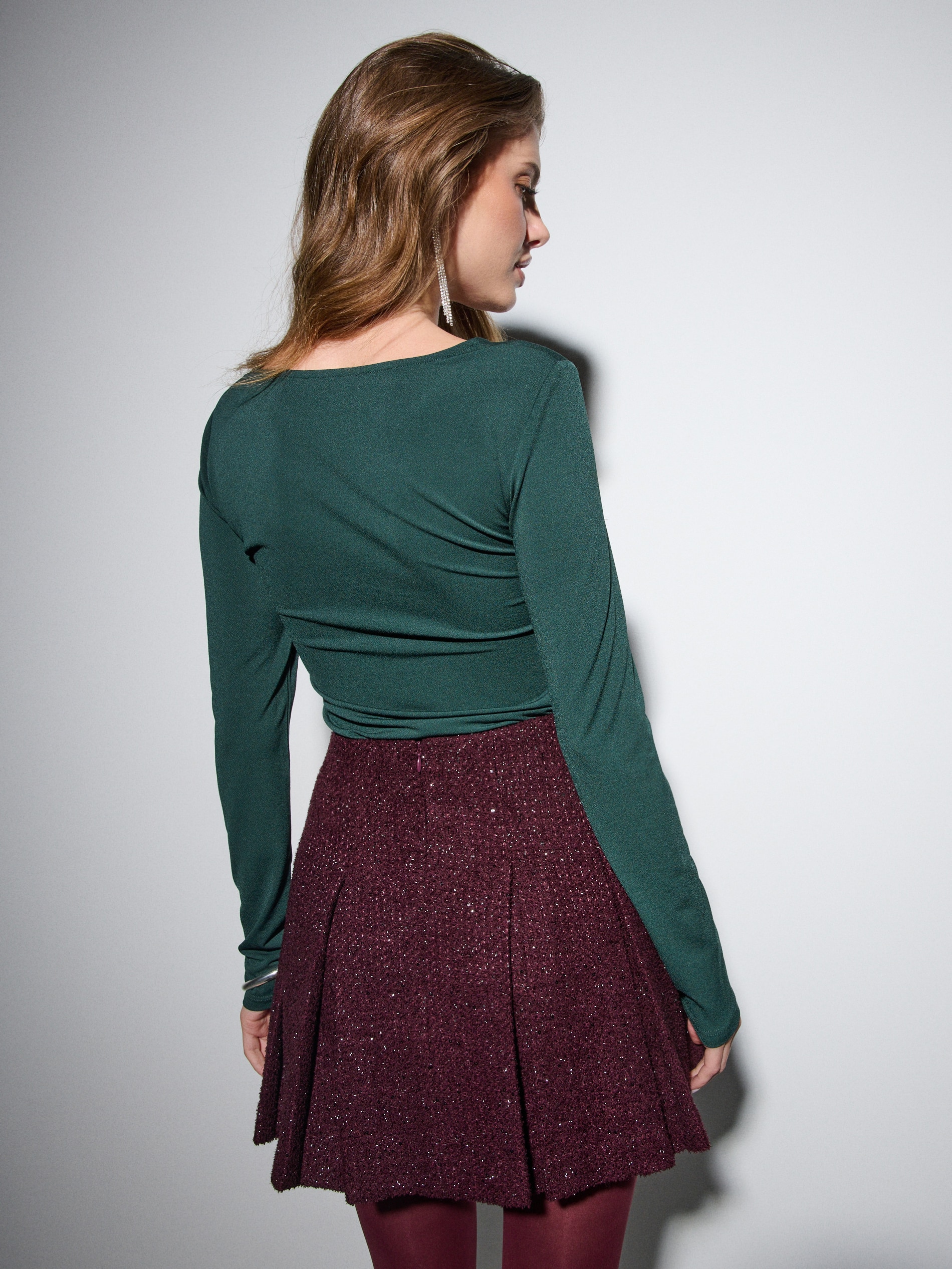 Sinsay - Μπλούζα με διακοσμητικό ράψιμο - σκουρο πρασινο φωτογραφία