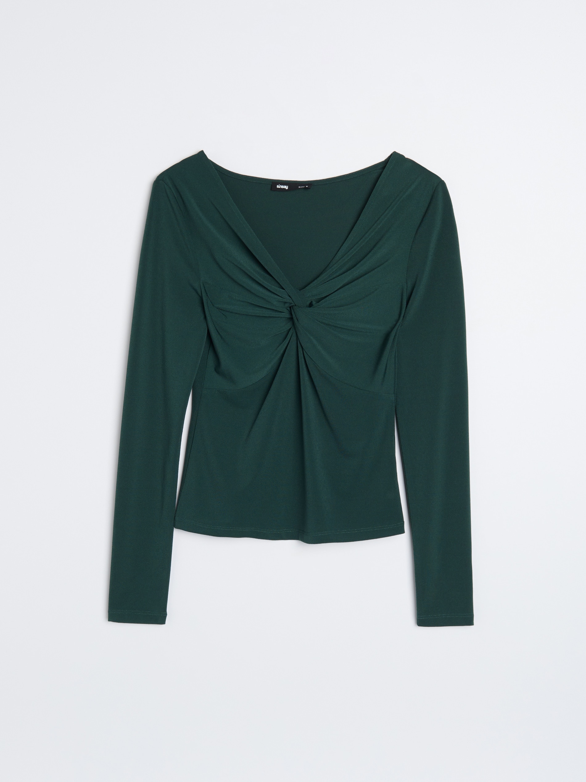 Sinsay - Μπλούζα με διακοσμητικό ράψιμο - σκουρο πρασινο φωτογραφία