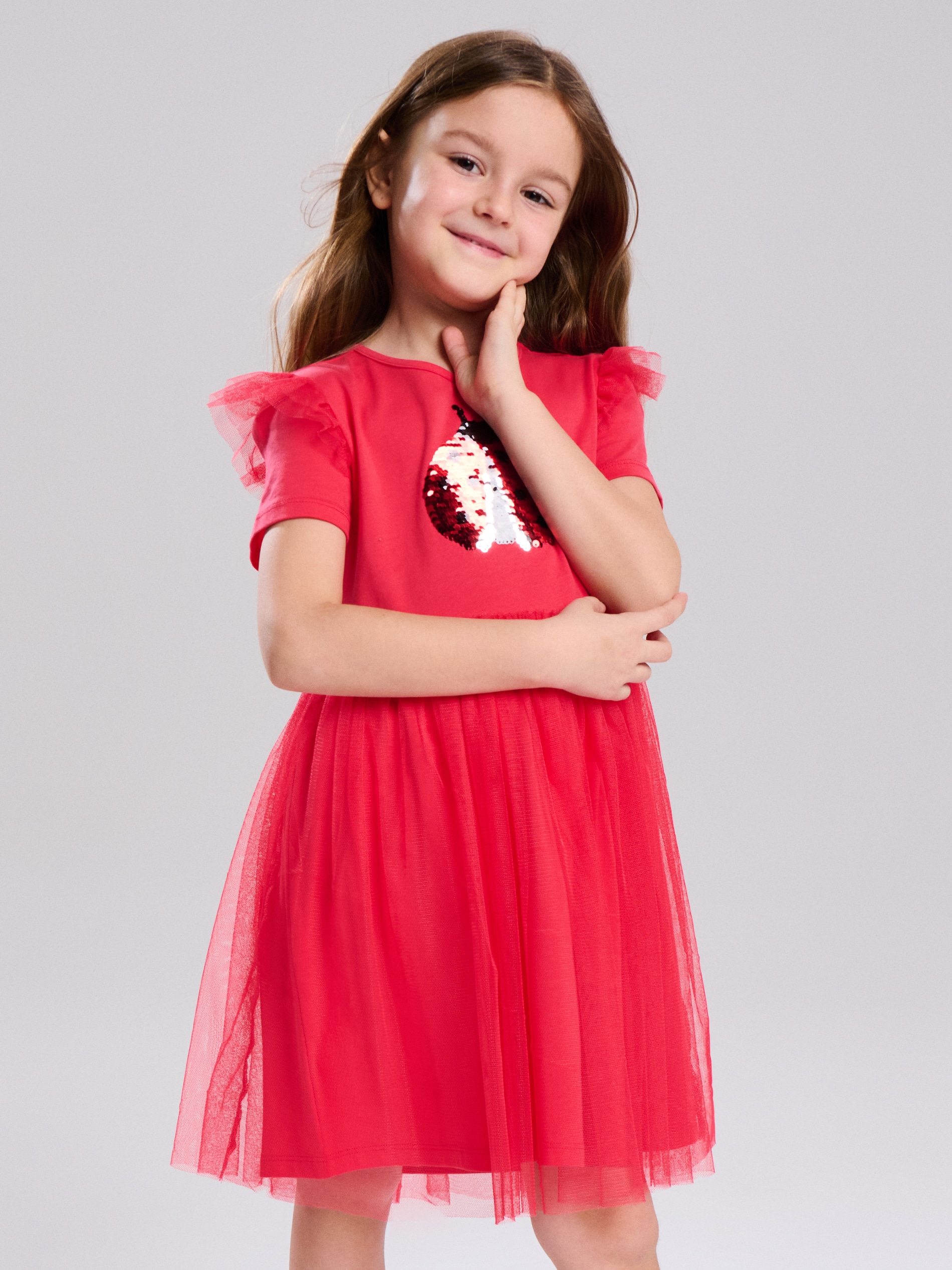 Sinsay - Sukienka z tiulowym dołem - czerwony