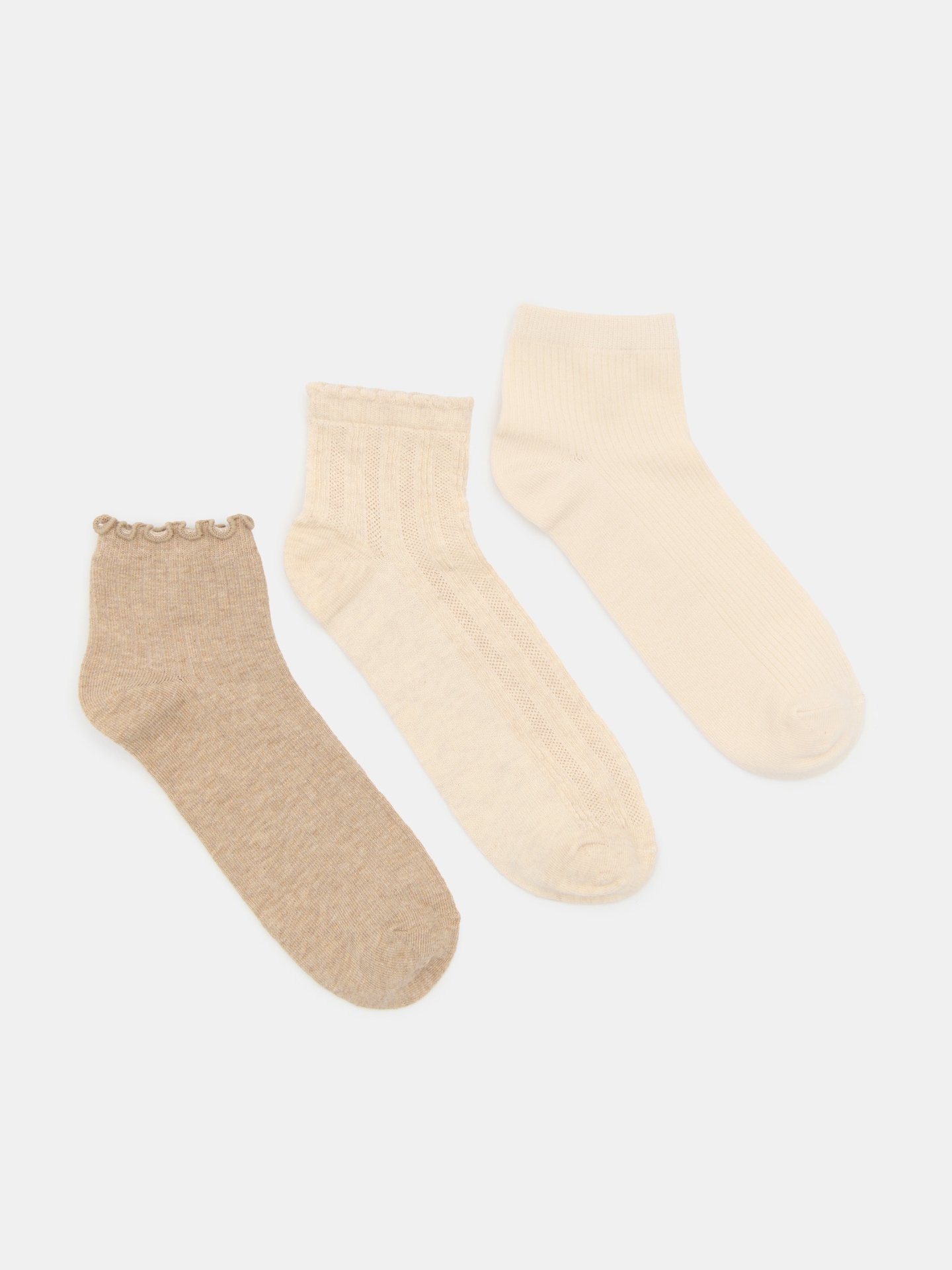 Sinsay - Skarpetki z bawełną 3 pack - kremowy