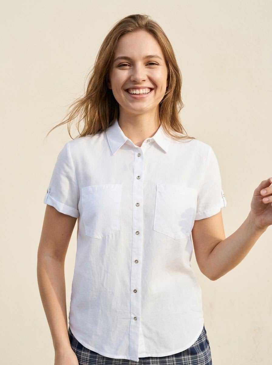 Sinsay - Wiskozowa koszula z krótkim rękawem - biały