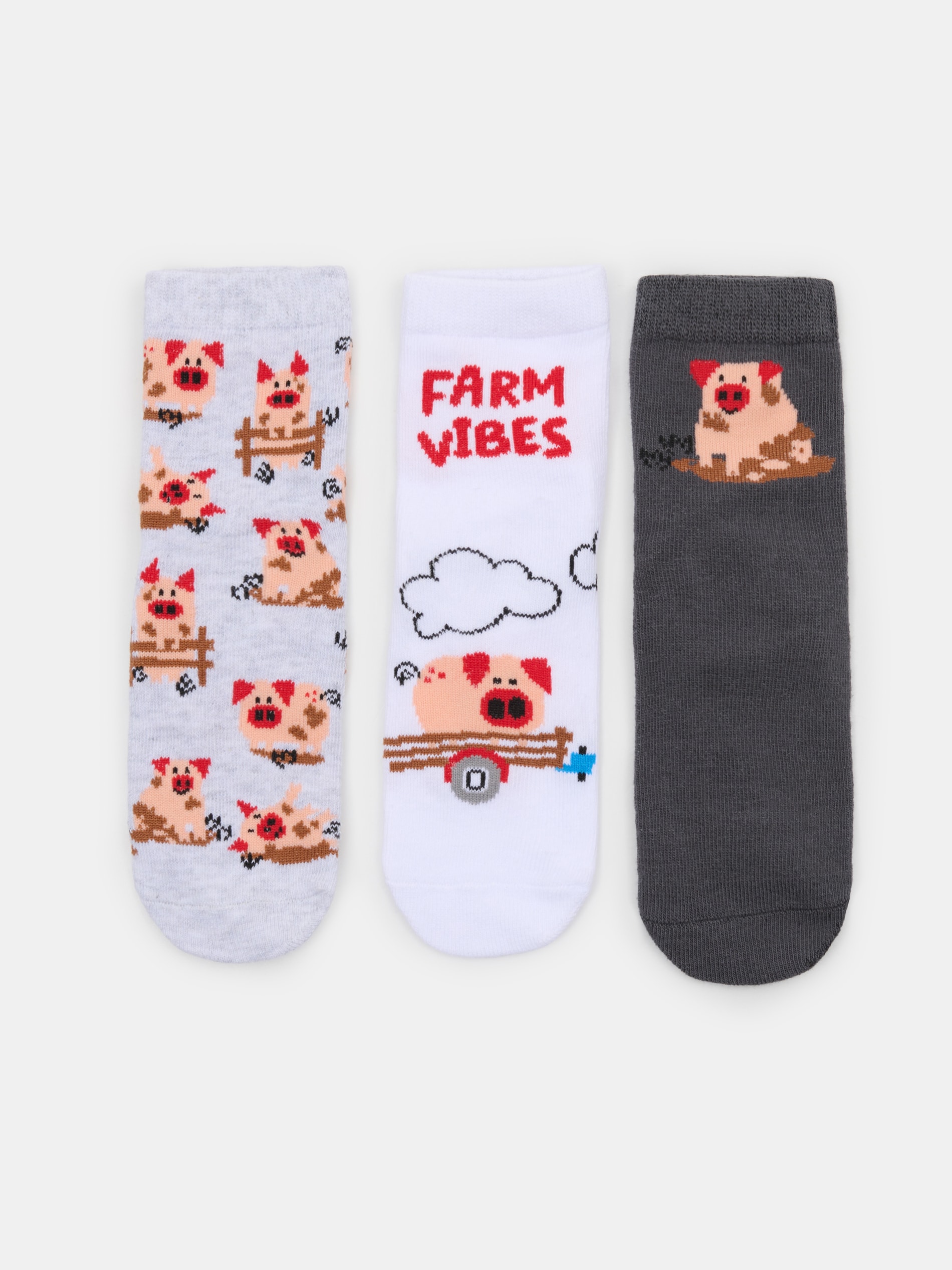 Sinsay - Skarpetki w świnki 3 pack - szary