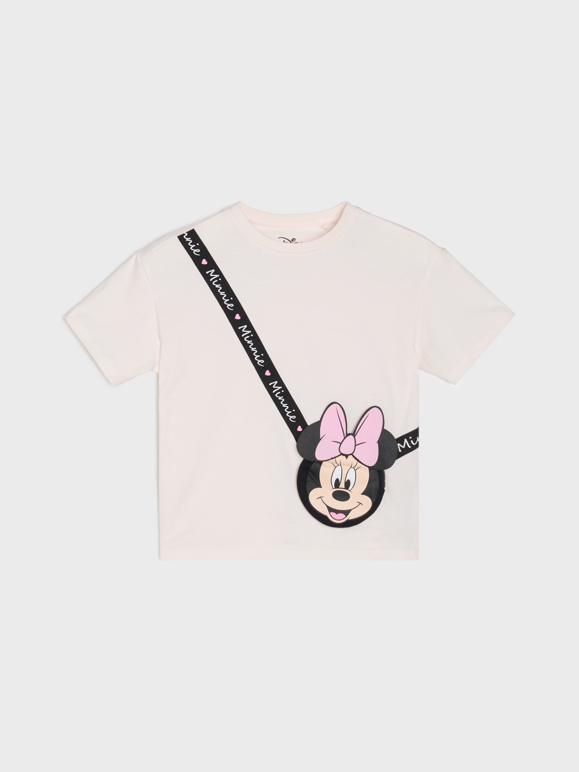 Sinsay - Koszulka z naszytą torebką zapinaną na zamek Minnie Mouse - kremowy