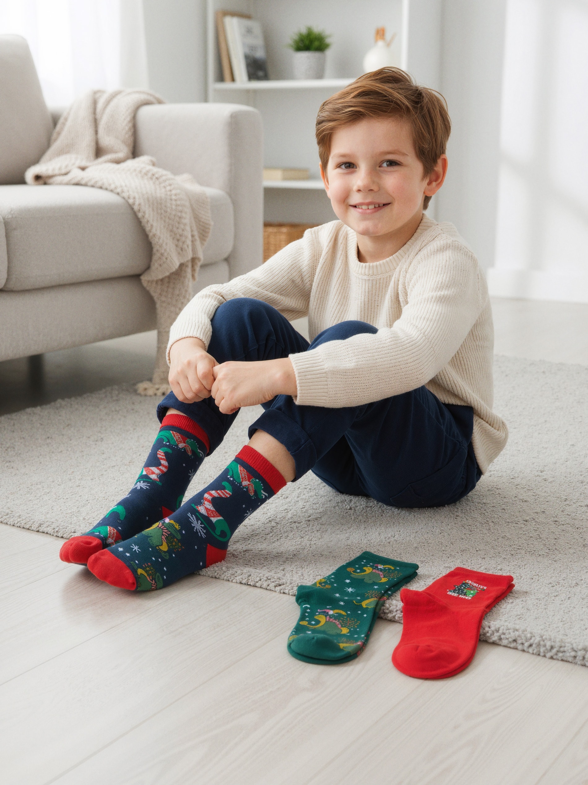 Sinsay - Skarpetki w dinozaury 3 pack - wielobarwny