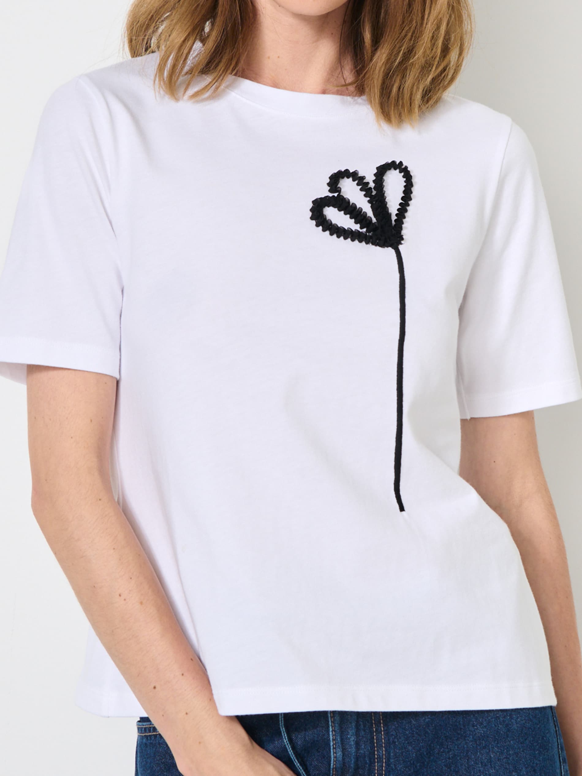 Sinsay - Μπλουζάκι με κοντό μανίκι - κρεμ φωτογραφία