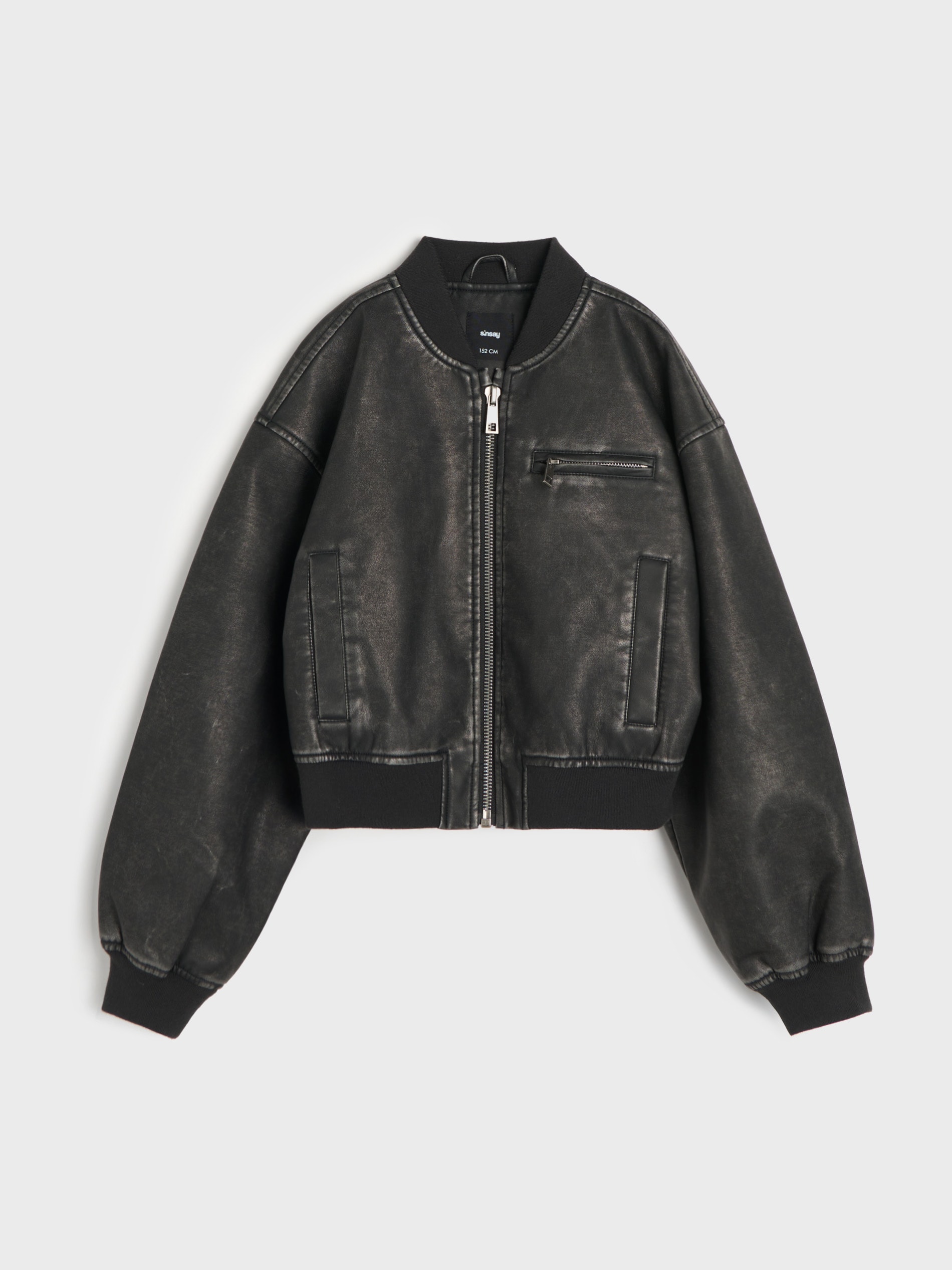 Sinsay - Kurtka bomberka z imitacji skóry - szary