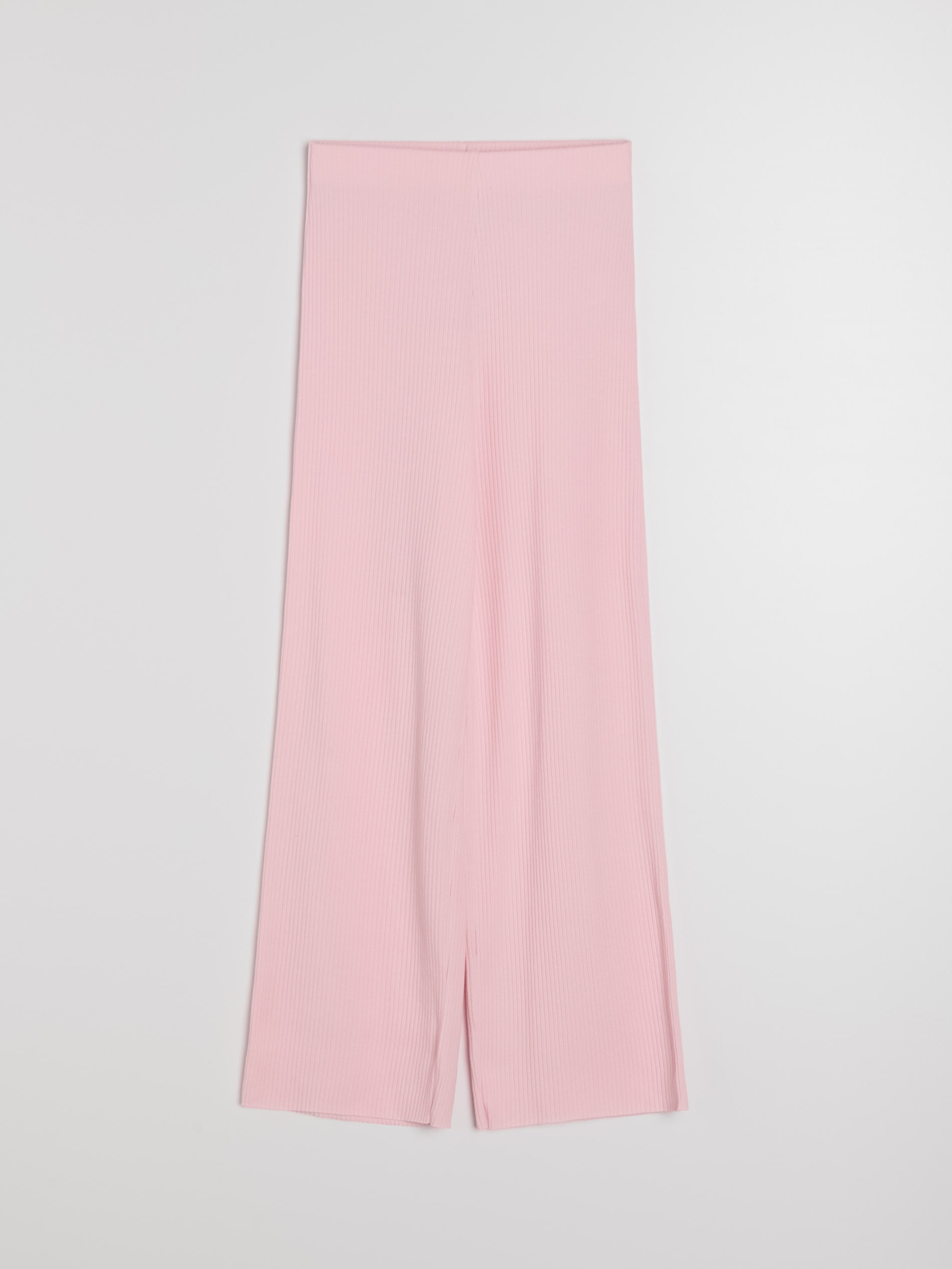 Sinsay - Prążkowane spodnie wide leg - różowy