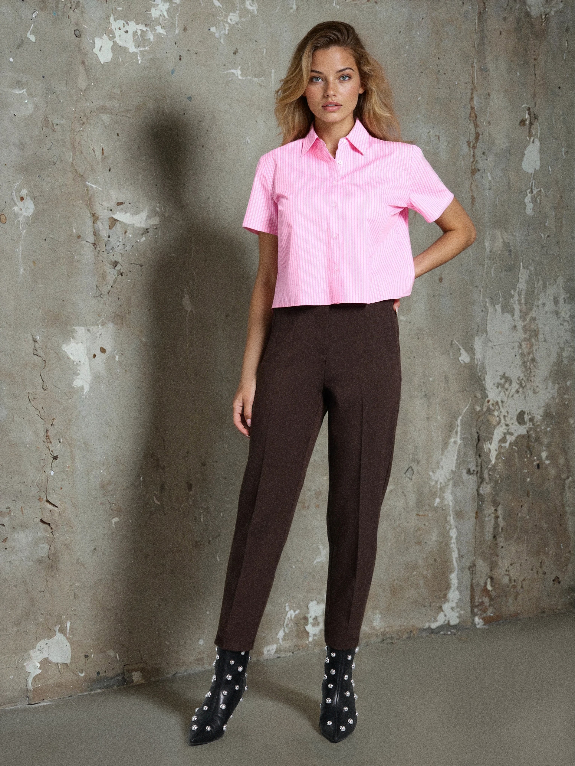 Sinsay - Παντελόνι cigarette - θαμπο καφε φωτογραφία