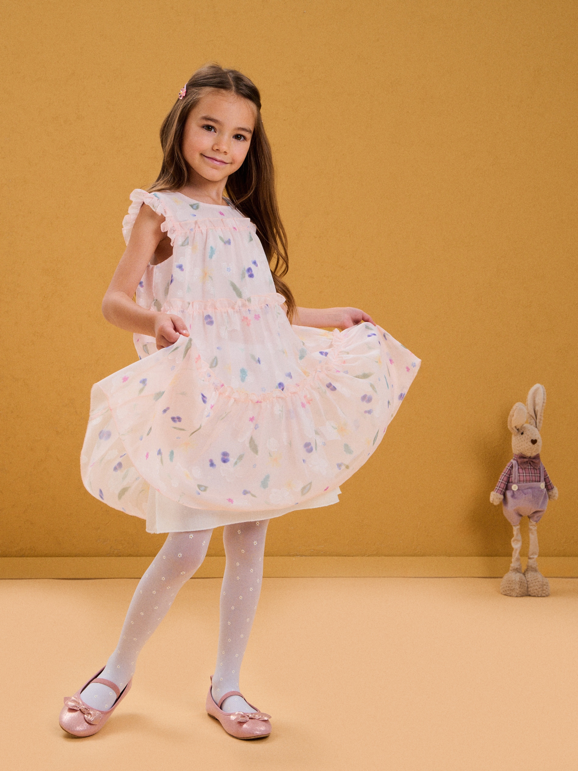 Sinsay - Sukienka babydoll z ozdobnymi falbankami - wielobarwny