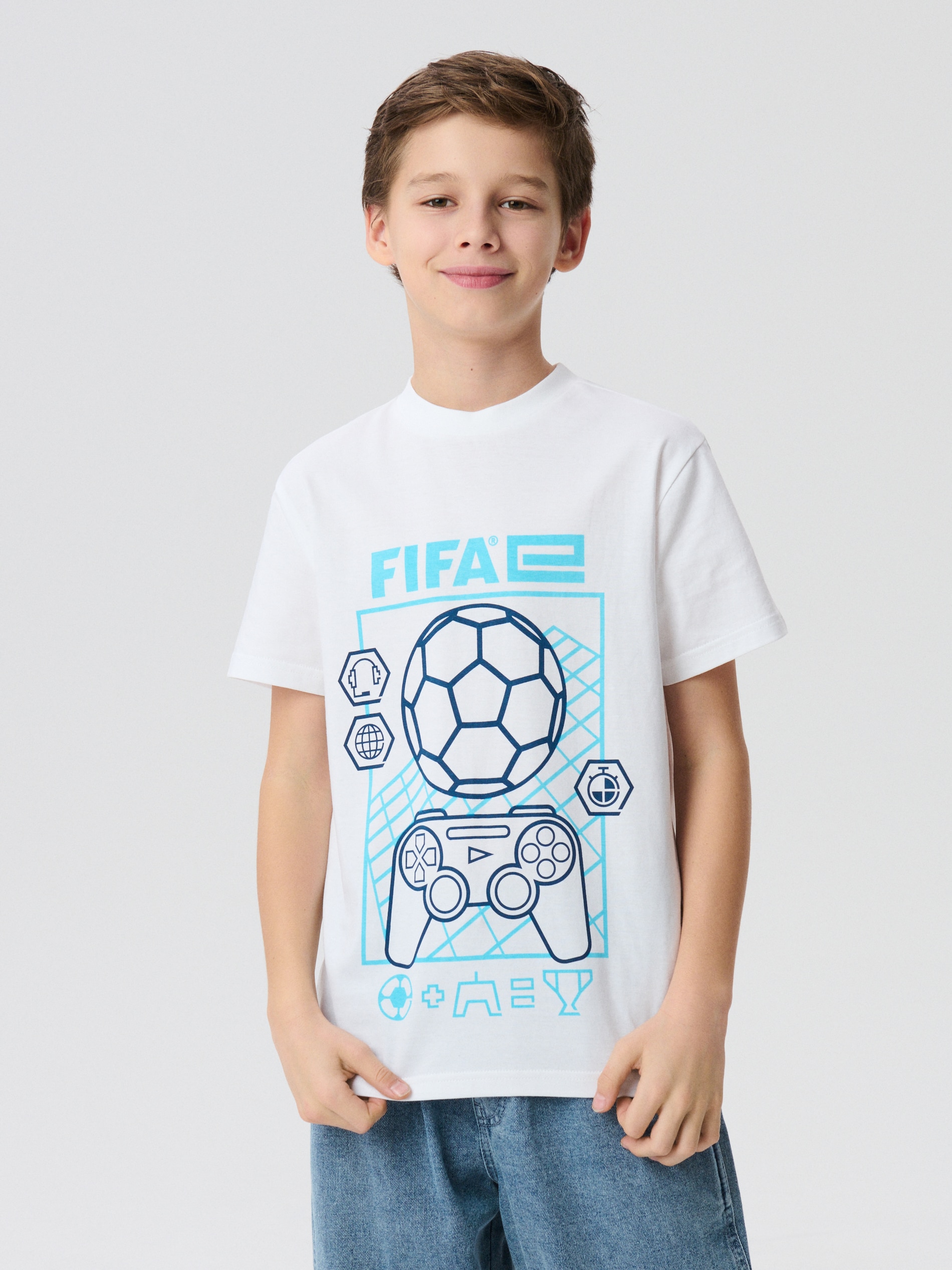 Sinsay - Bawełniana koszulka z krótkim rękawem FIFA - biały