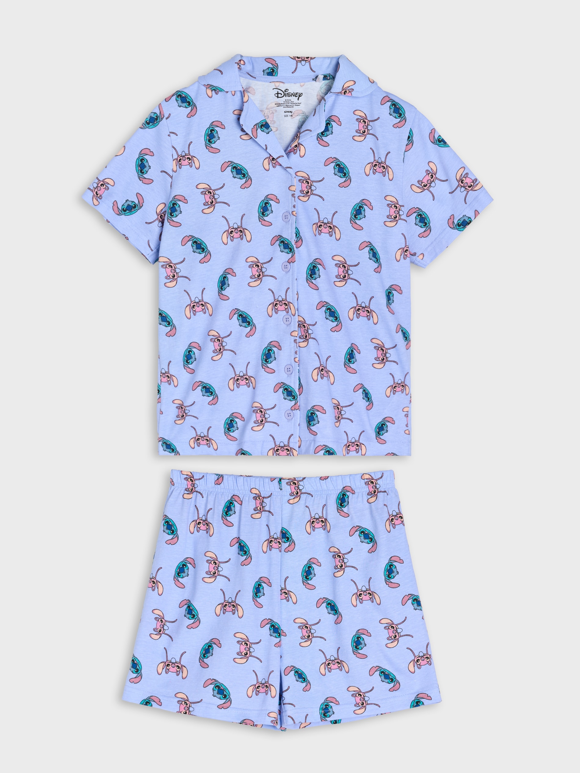 Sinsay - Piżama dwuczęściowa zapinana na guziki Stitch - błękitny