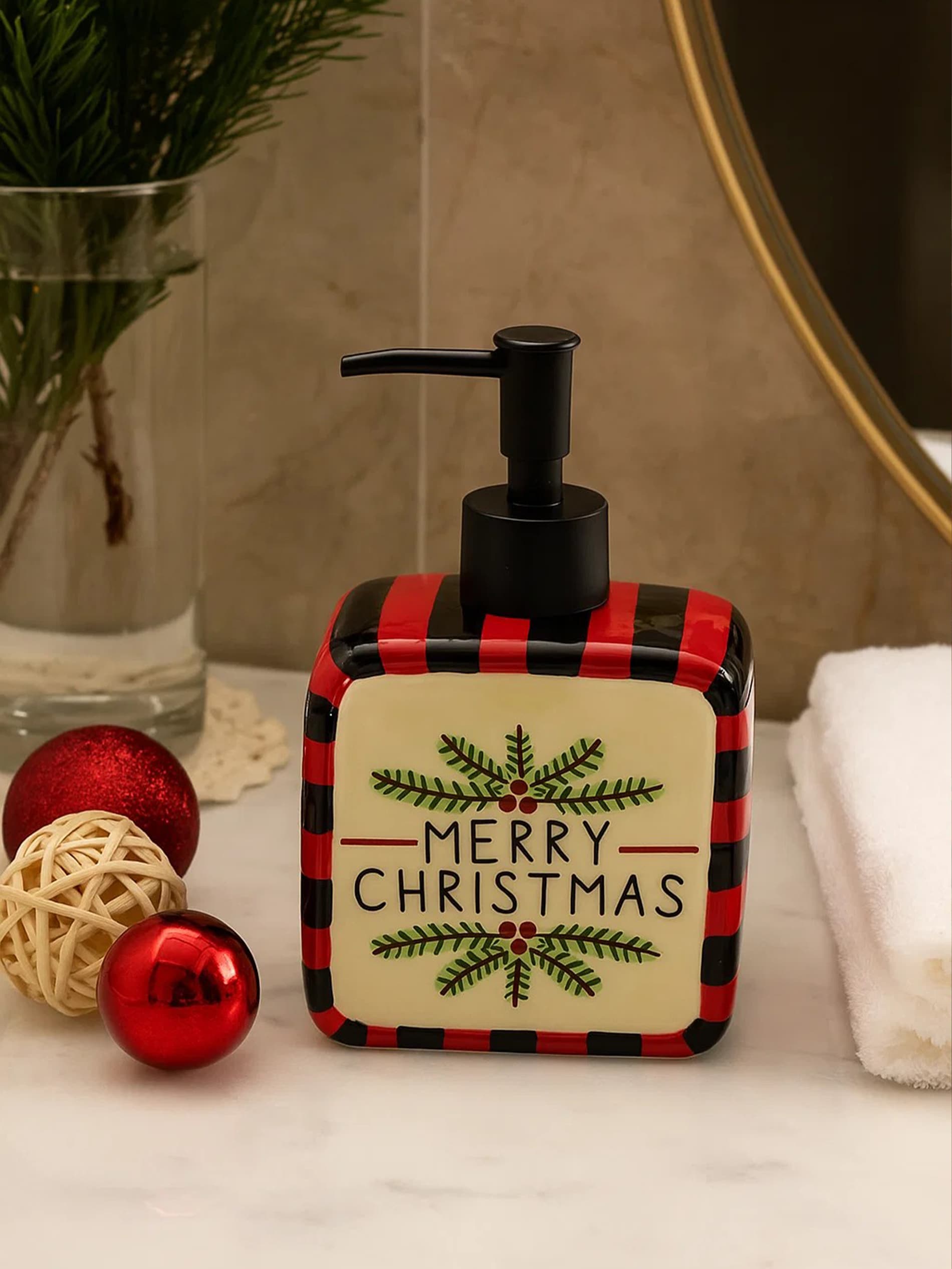 Sinsay - Διανεμητής σαπουνιού με χριστουγεννιάτικο μοτίβο - κρεμ φωτογραφία