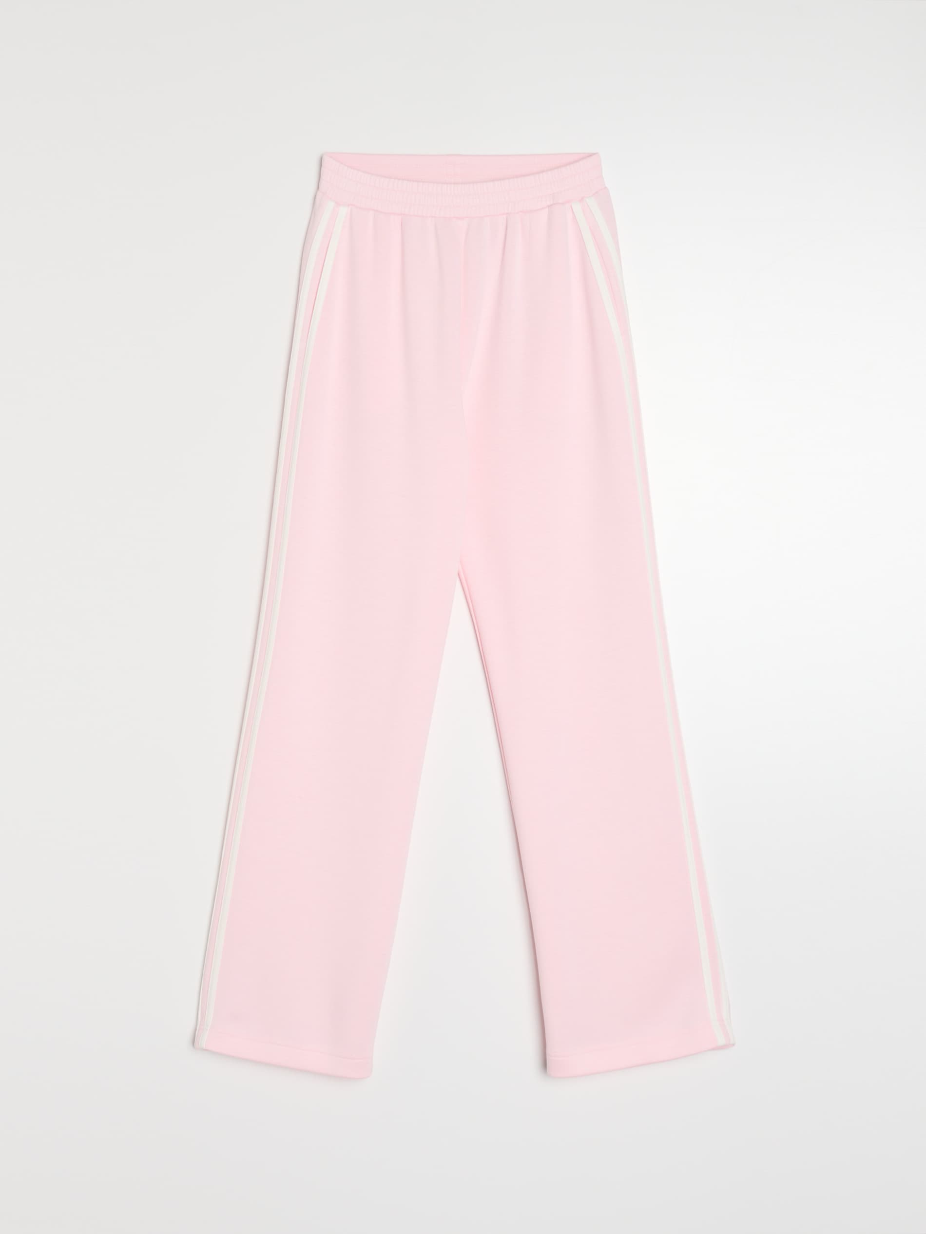 Sinsay - Spodnie carrot z miękkiej dzianiny scuba z lampasem - różowy