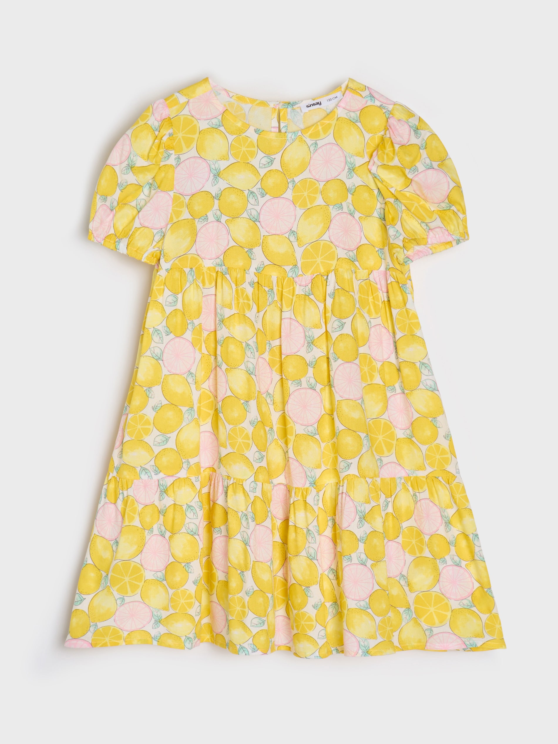 Sinsay - Wiskozowa sukienka babydoll ze wzorem - żółty