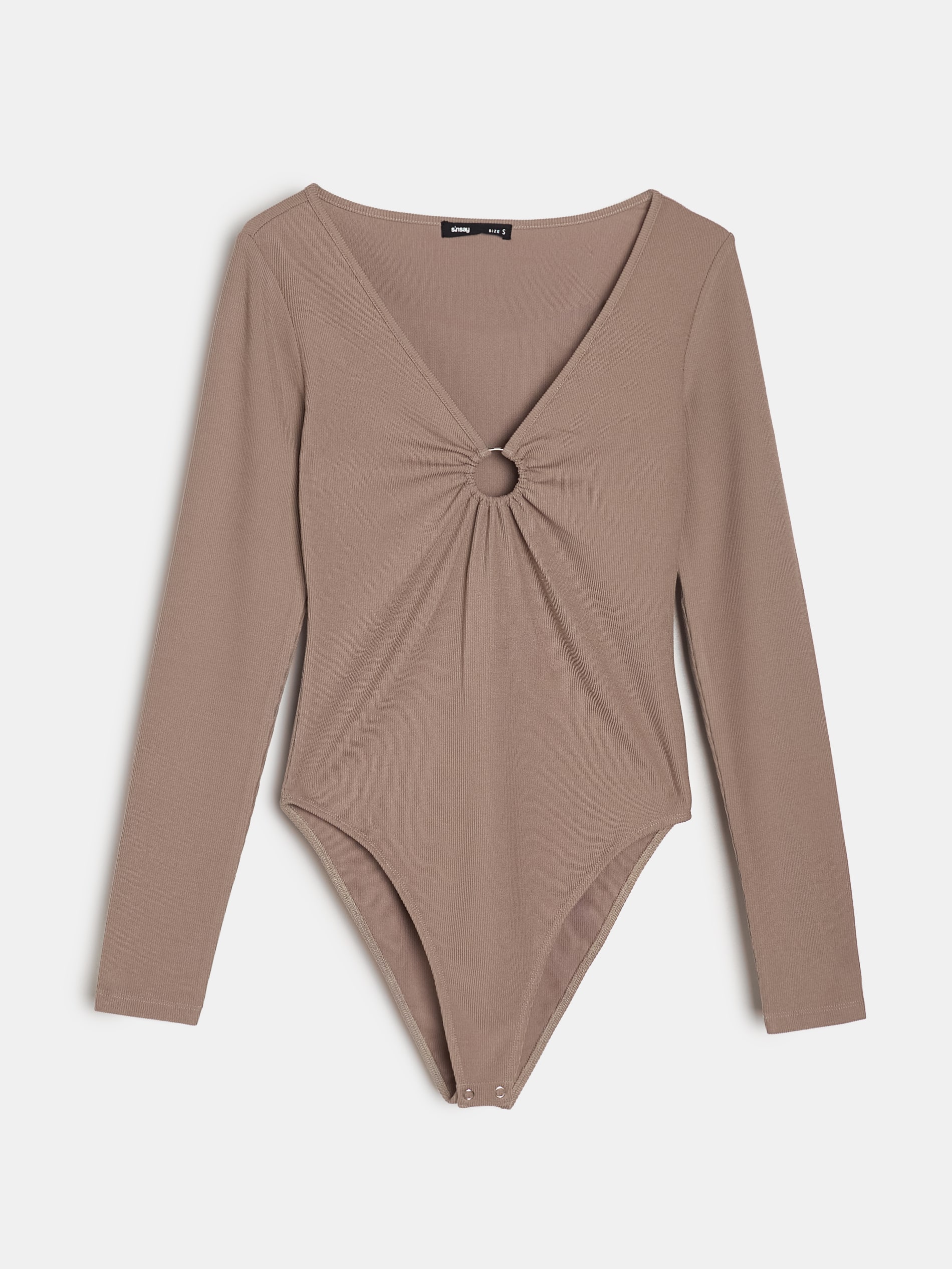 Sinsay - Body z dekoracyjnym dekoltem - beżowy