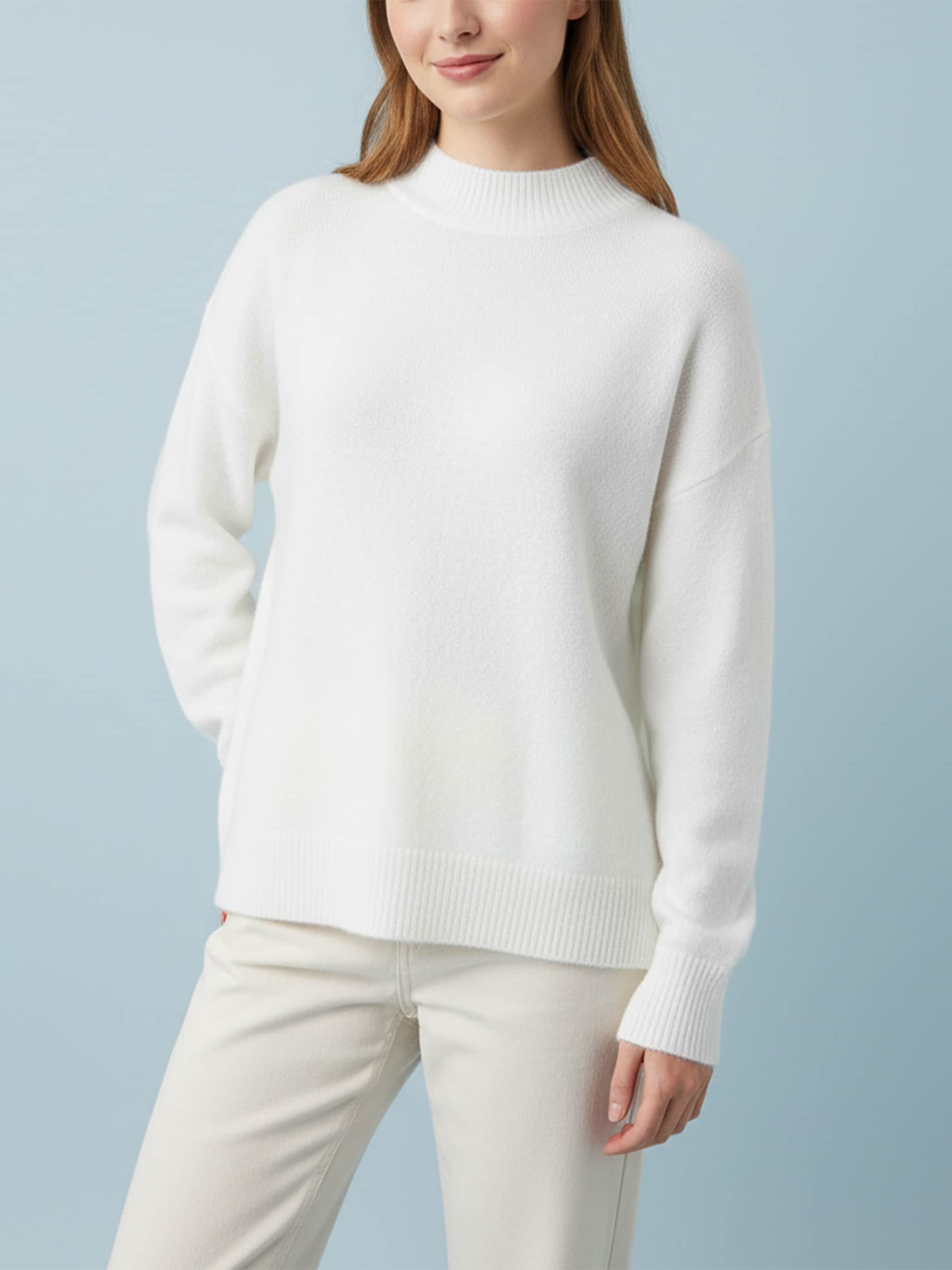 Sinsay - Sweter z półgolfem i długim rękawem z domieszką wełny - biały