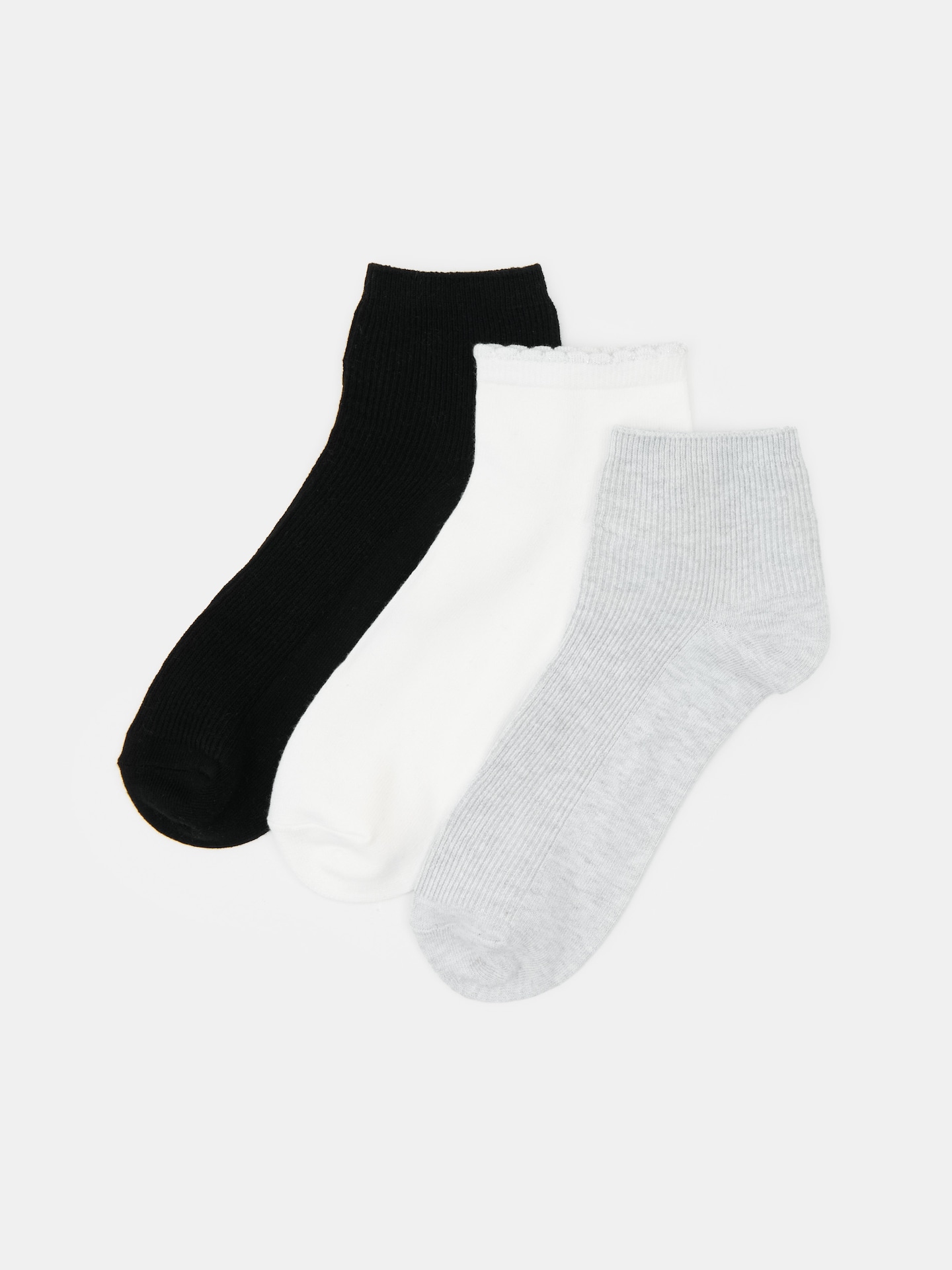 Sinsay - Prążkowane skarpetki z bawełną 3 pack - szary