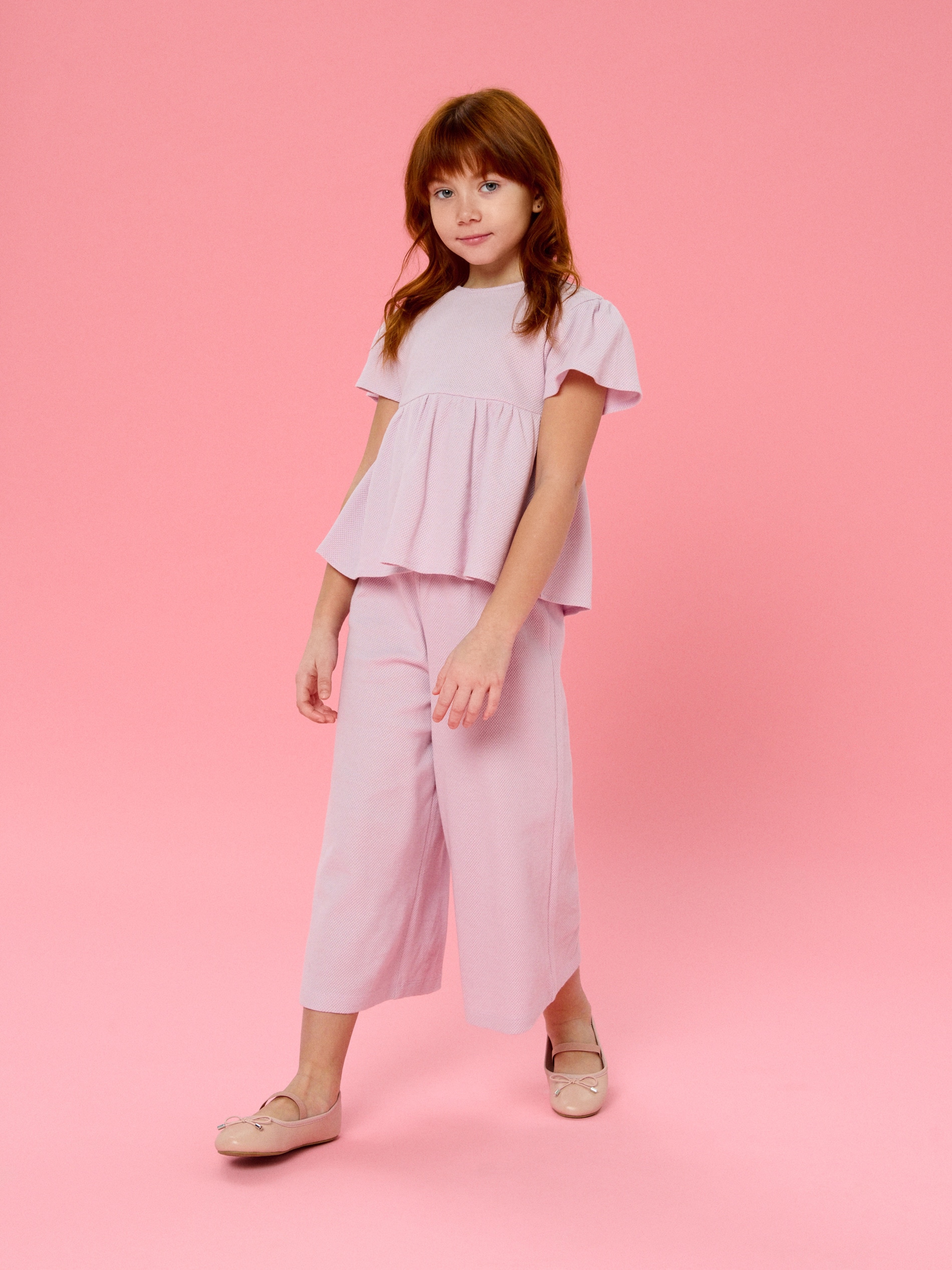 Sinsay - Bawełniany komplet: bluzka i spodnie - różowy