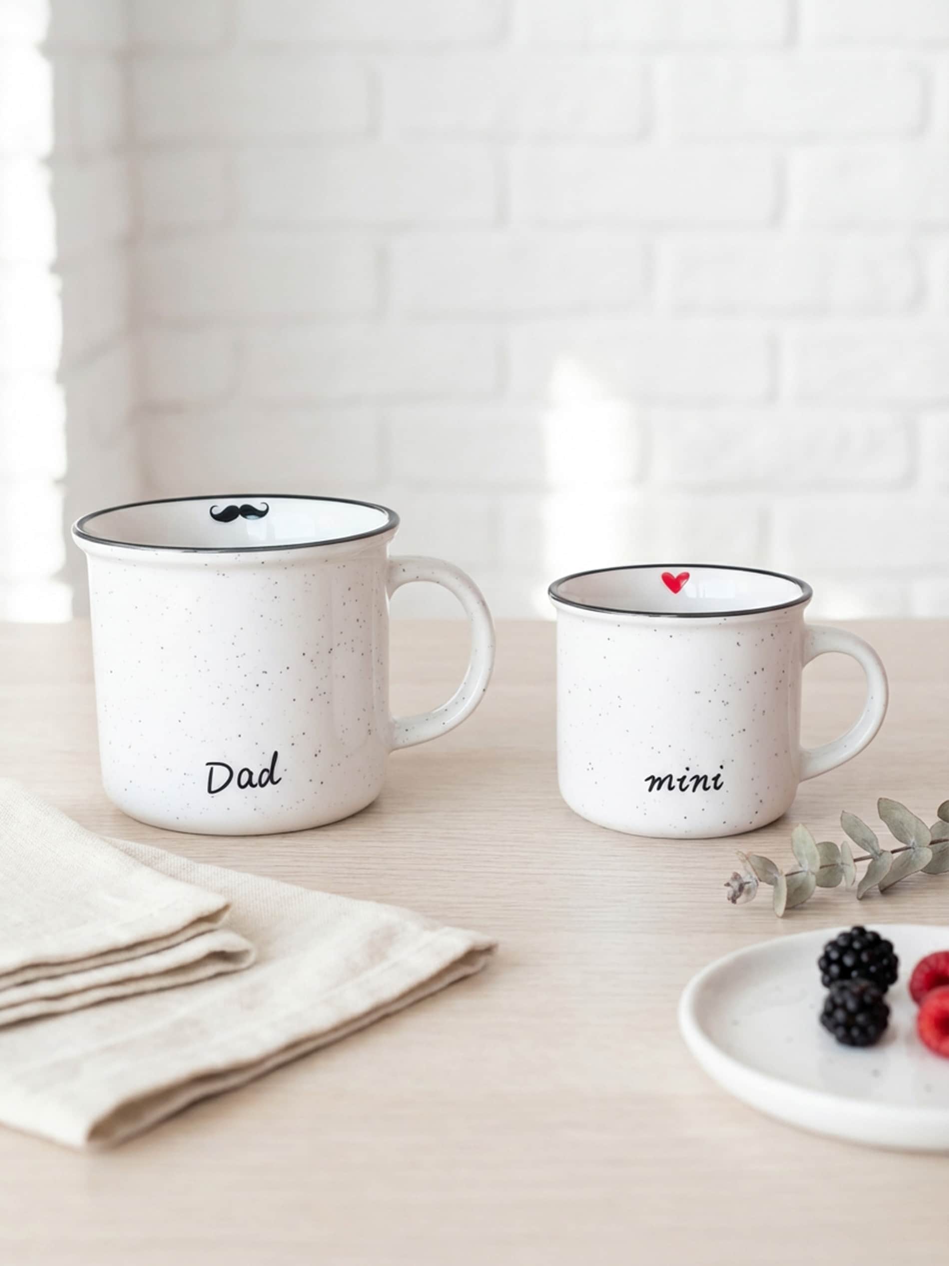 Zestaw kubków ceramicznych tata i mini 2 pack na dzień ojca czarne nakrapiane kubki z uchwytem