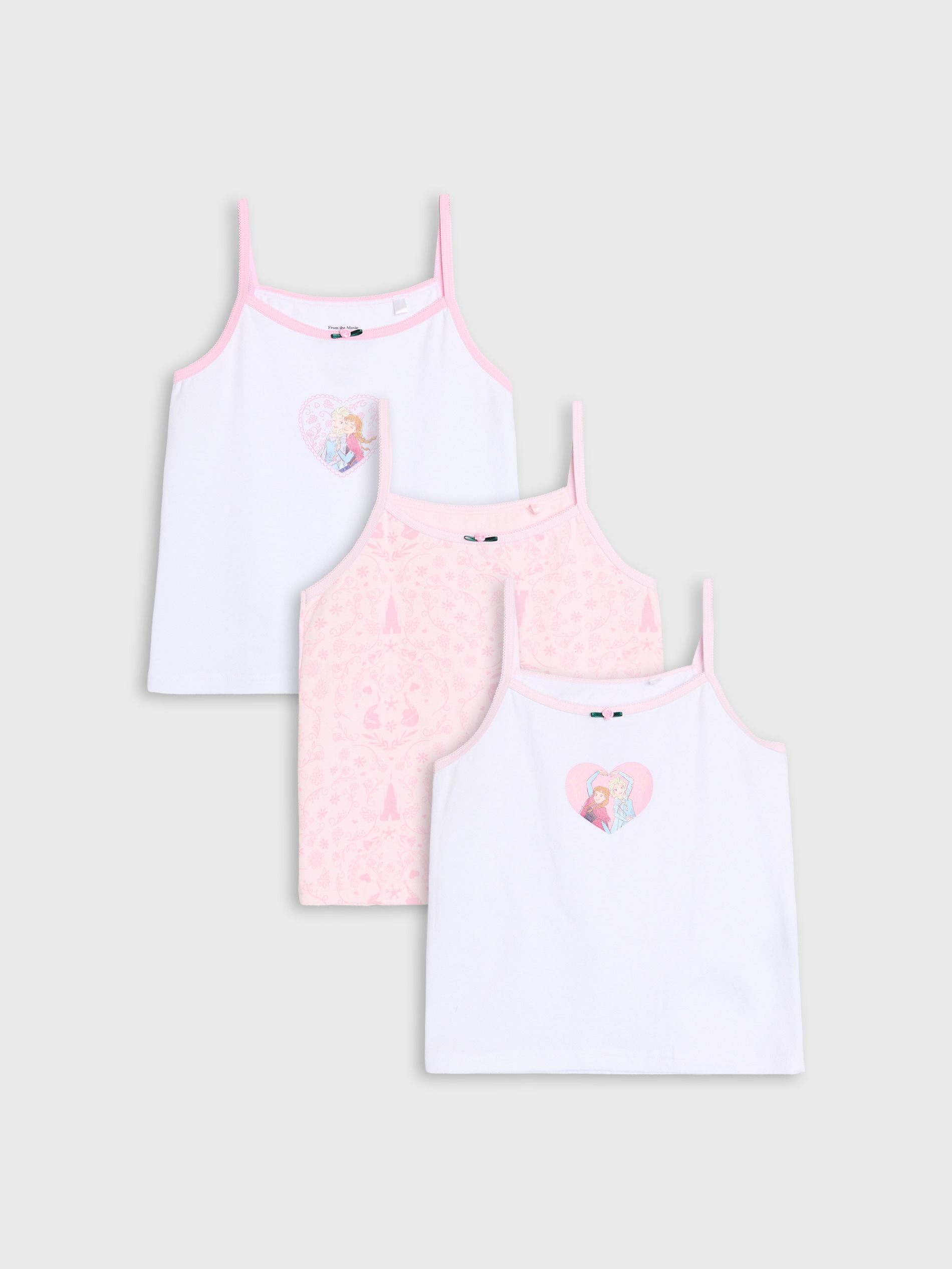 Sinsay - Bawełniane podkoszulki 3 pack Frozen - różowy