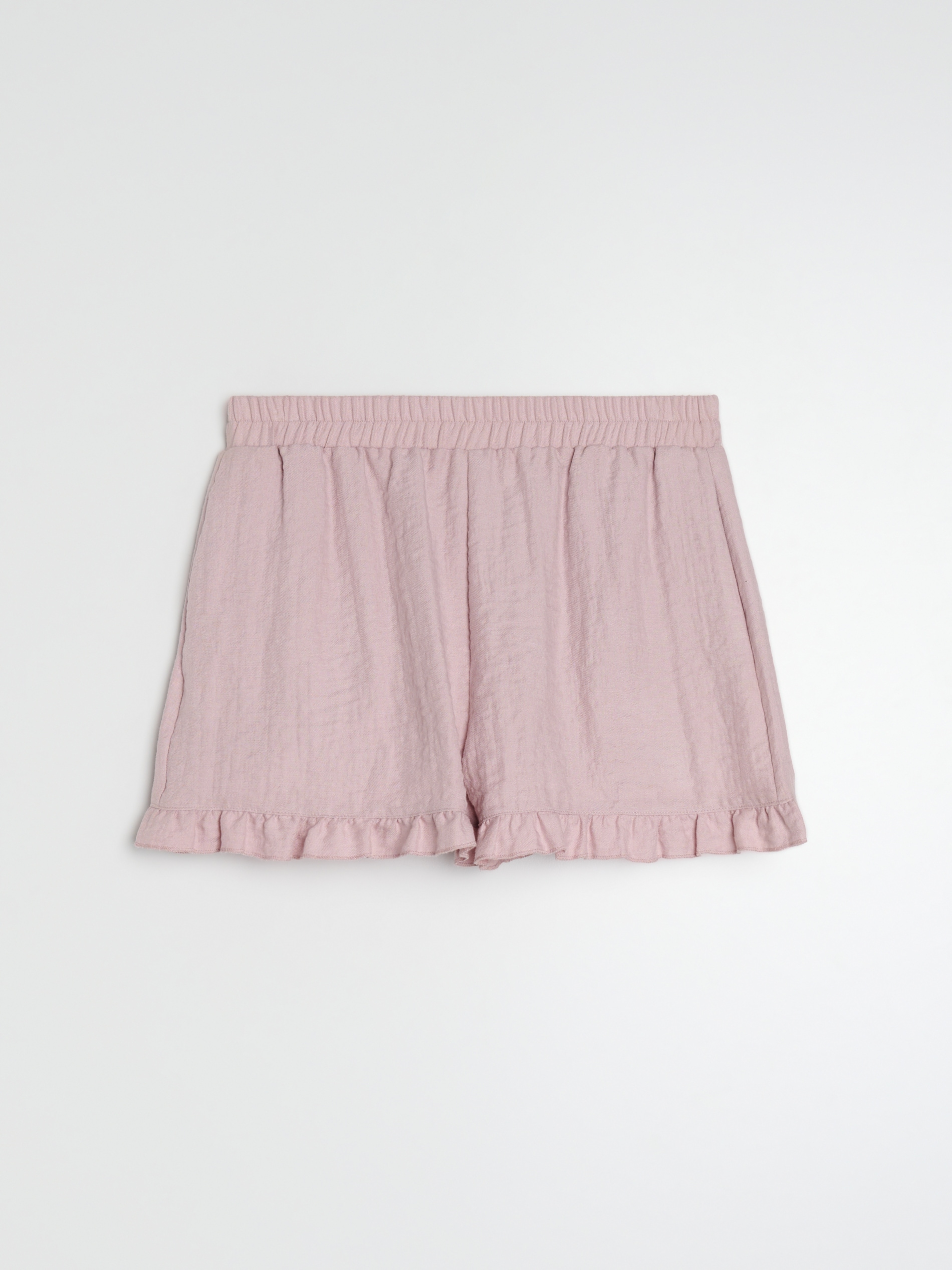 Sinsay - Luźne szorty z falbanką i wiskozą - różowy