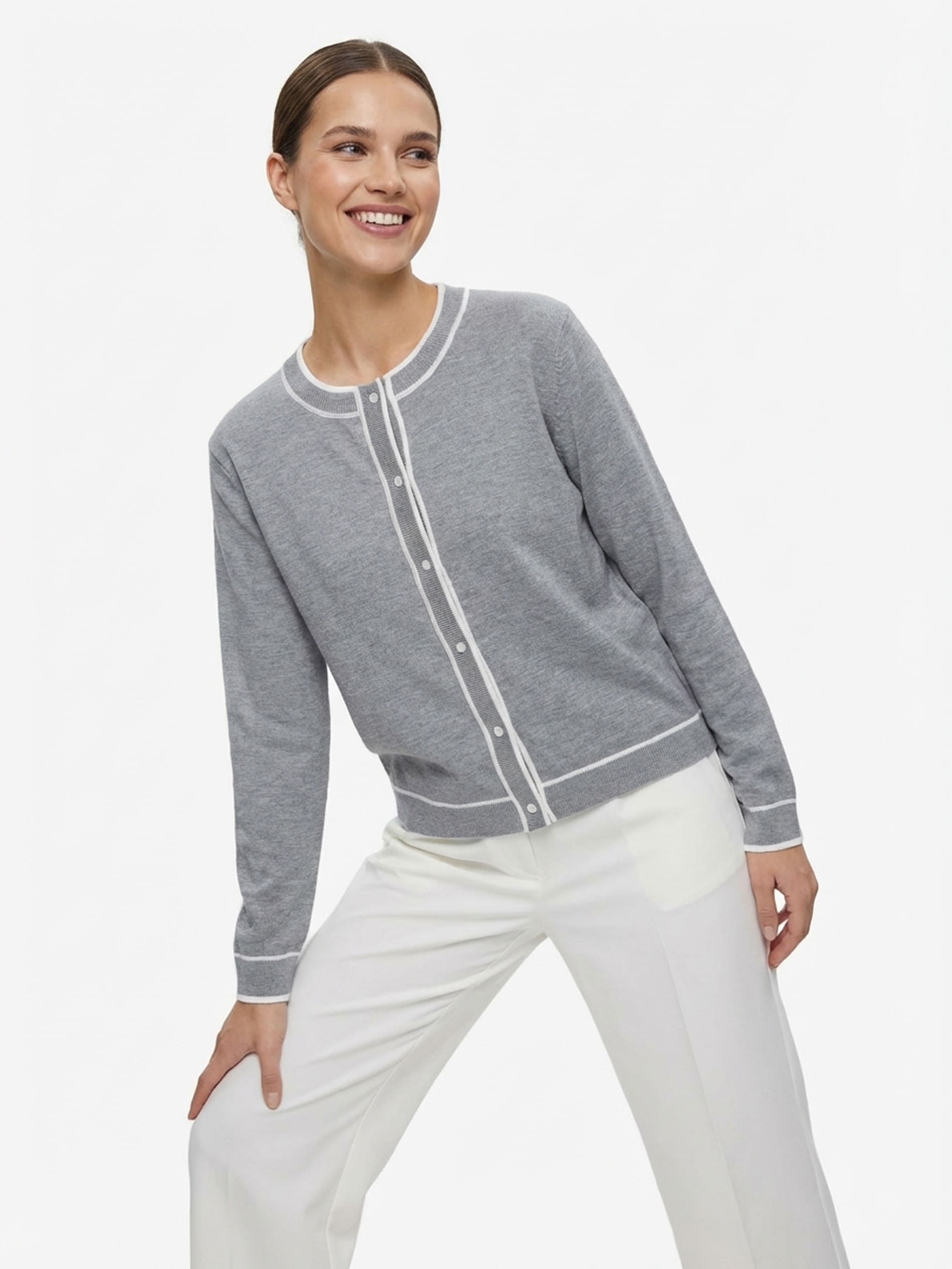 Sinsay - Kardigan z kontrastową lamówką - szary