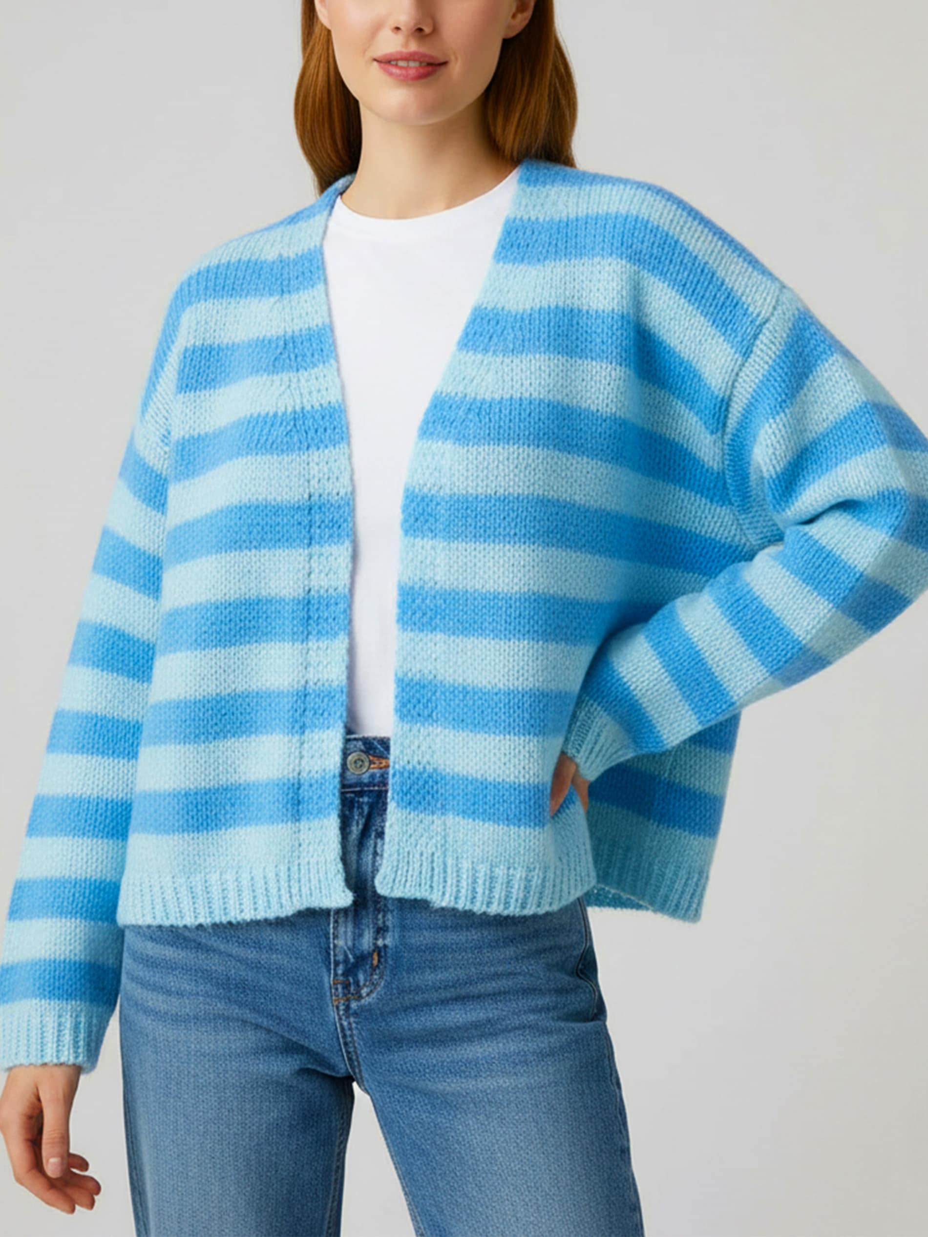 Sinsay - Kardigan w paski - niebieski