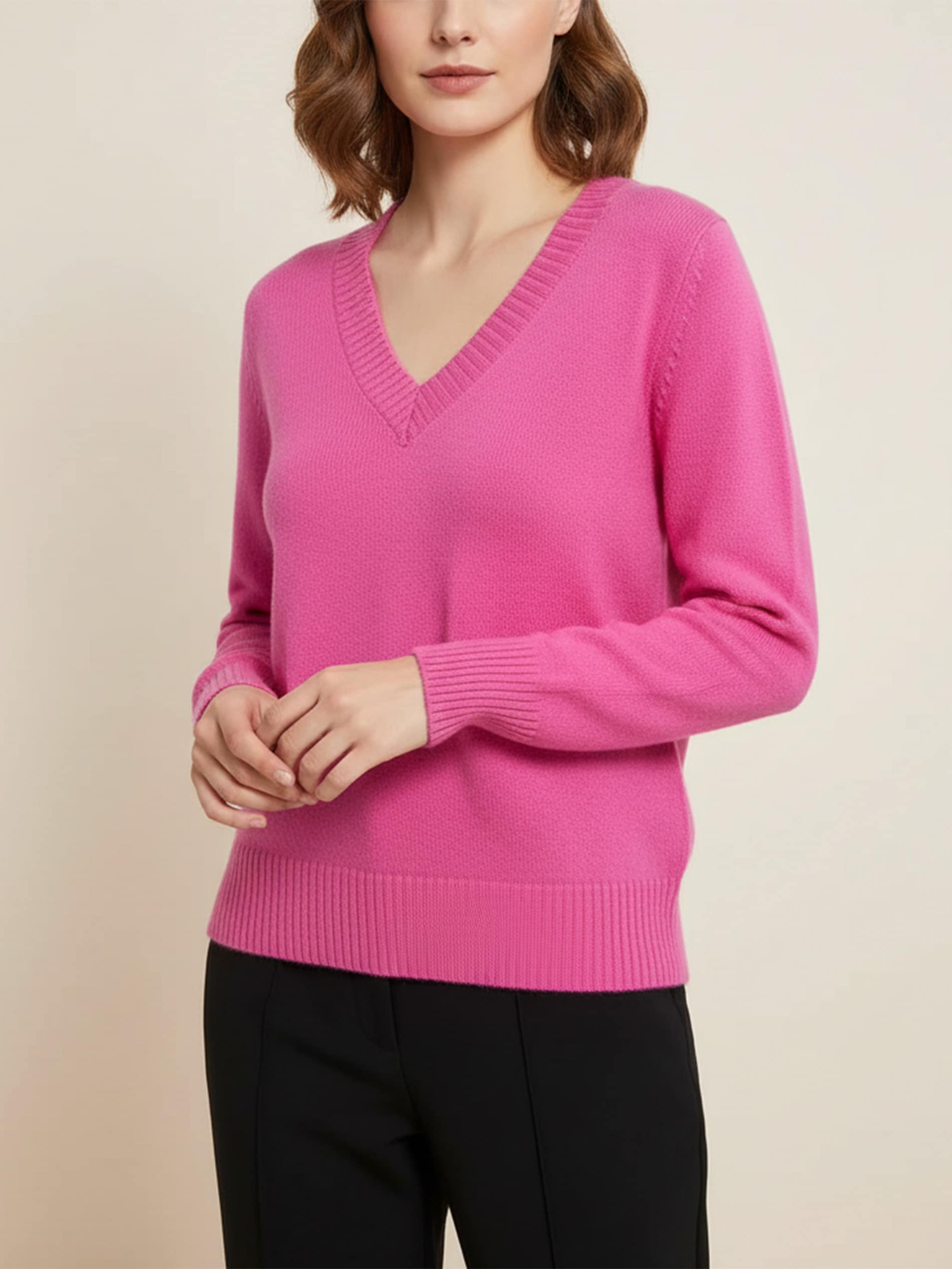 Sinsay - Sweter z dekoltem V - różowy