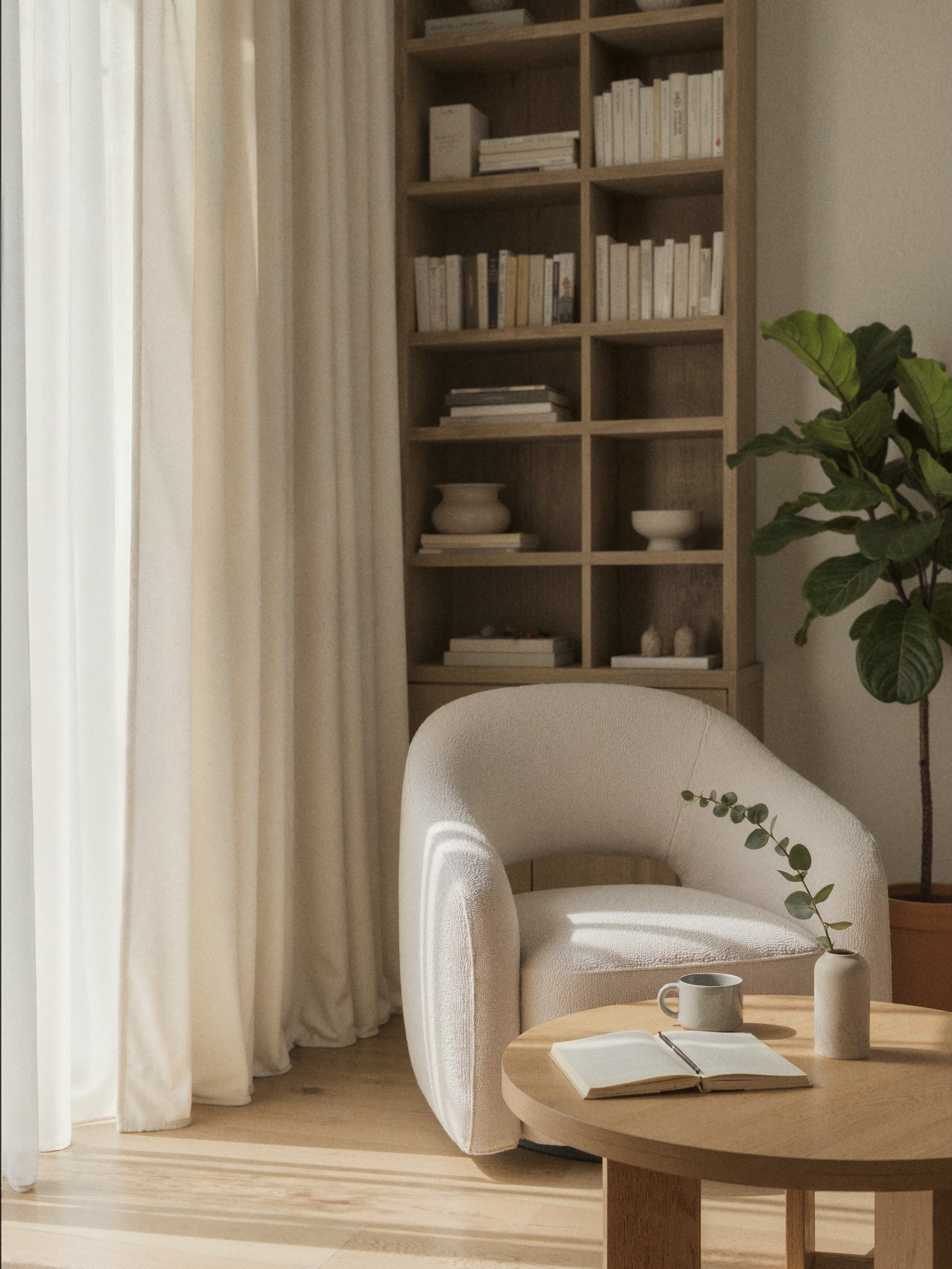 Sinsay - Κουρτίνα με ταινία - μπεζ φωτογραφία