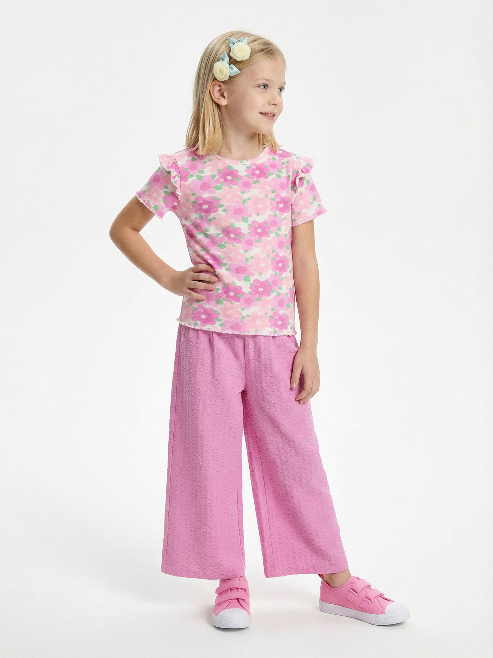 Sinsay - Bawełniane spodnie wide leg - różowy