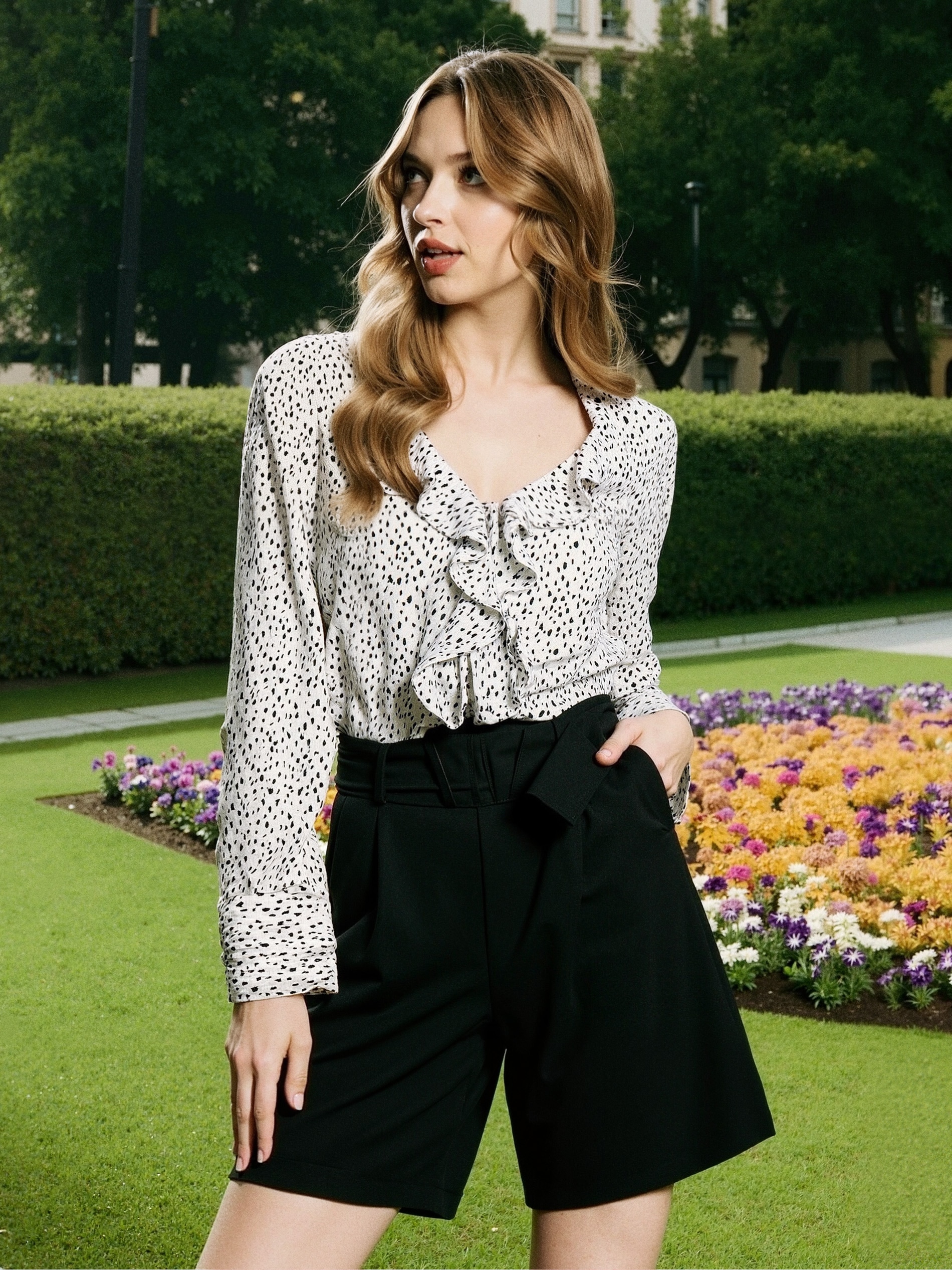 Sinsay - Σορτς με δετή ζώνη στη μέση - μαυρο φωτογραφία