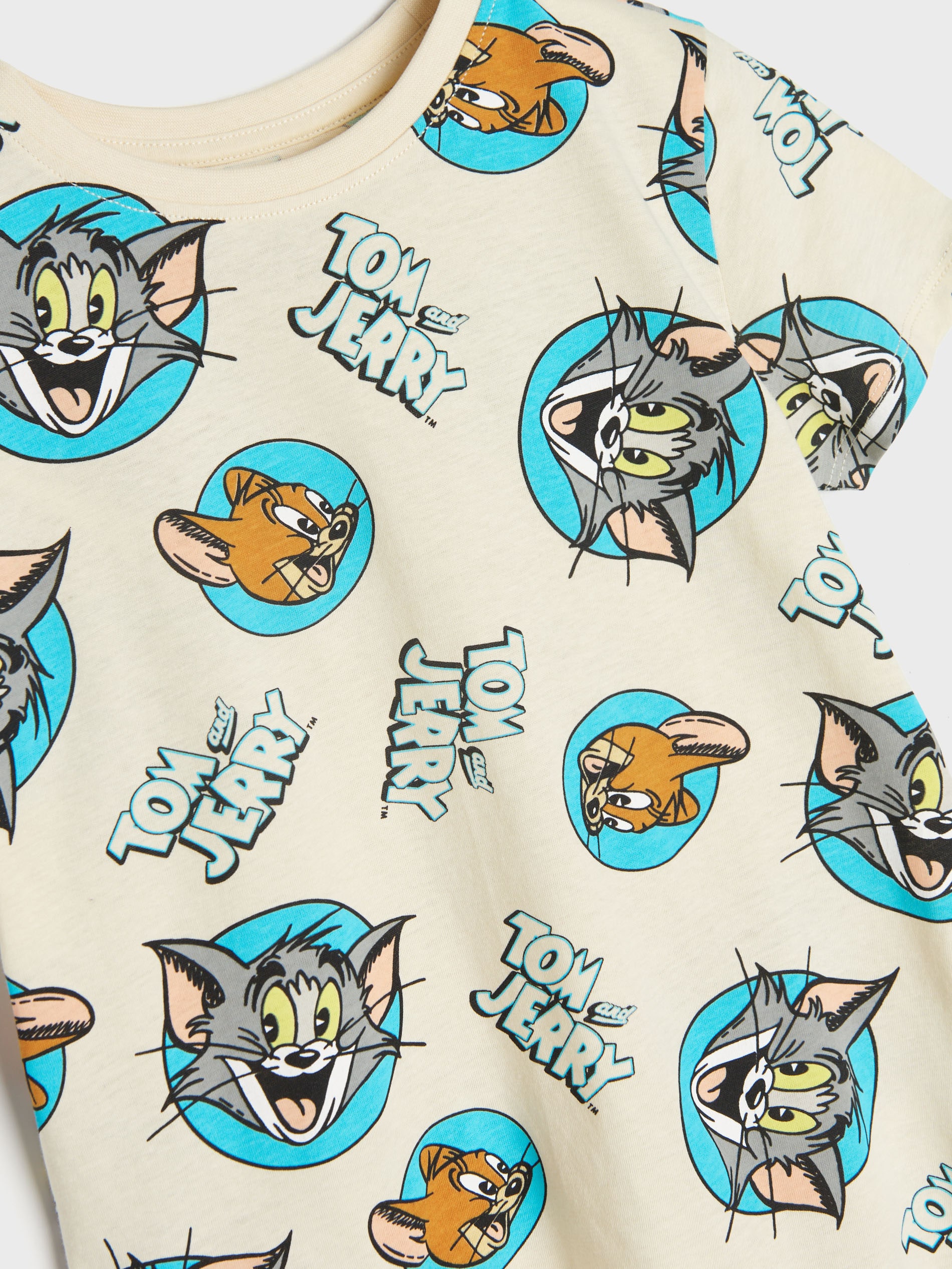 Sinsay - Σετ με 2 μπλούζες Tom & Jerry - κρεμ φωτογραφία