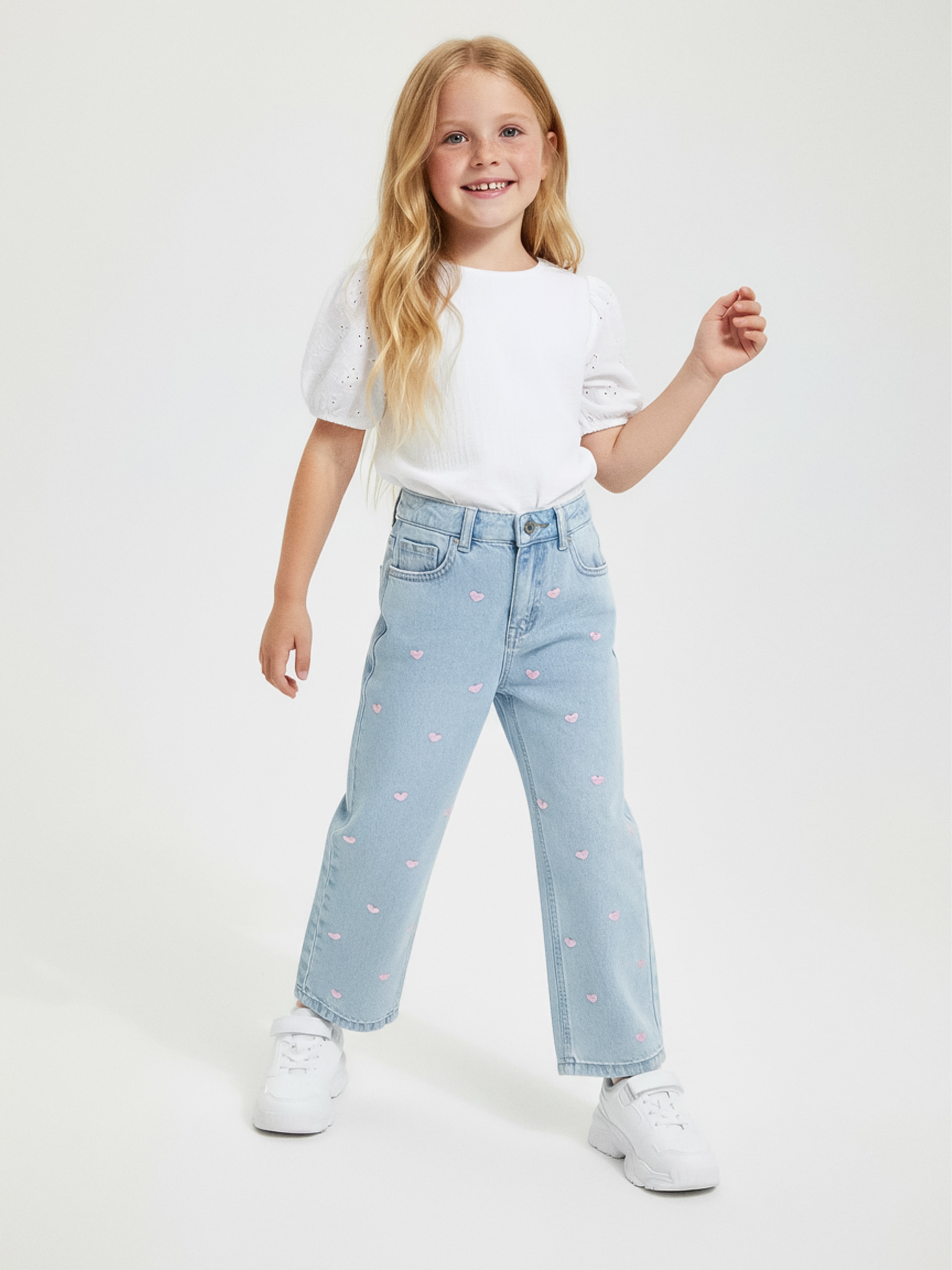 Sinsay - Jeansy straight z efektem sprania - granatowy