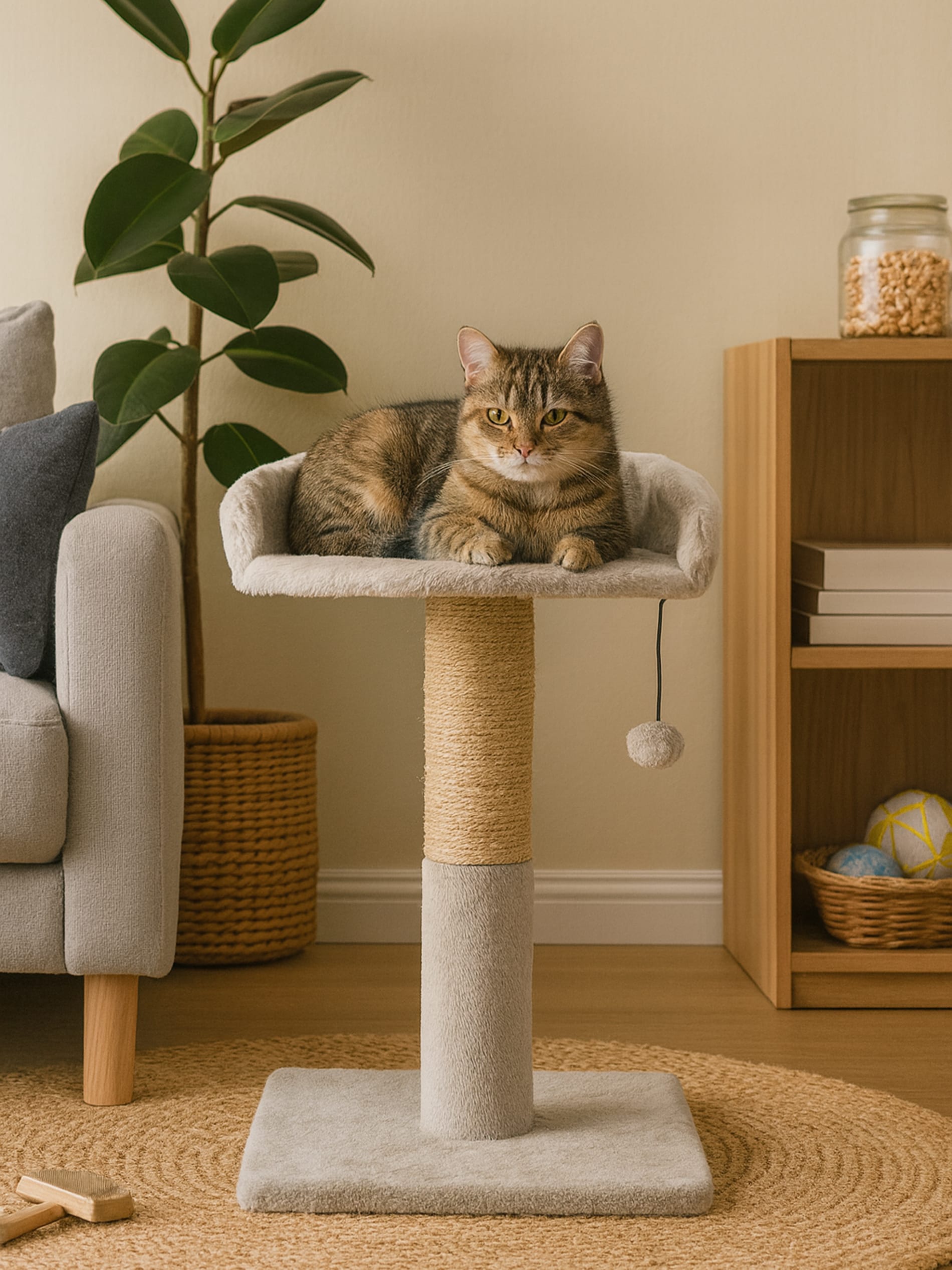 Sinsay - Ονυχοδρόμιο για γάτα με κρεβάτι - κρεμ φωτογραφία