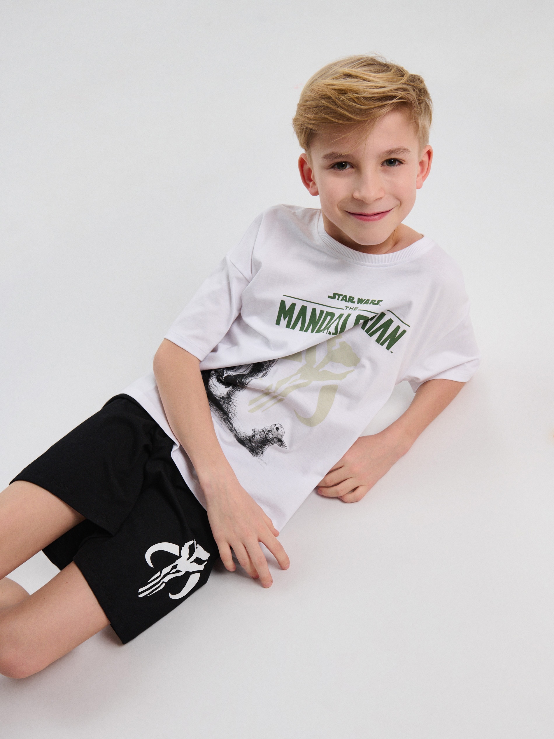 Sinsay - Bawełniana piżama dwuczęściowa z nadrukiem The Mandalorian - biały