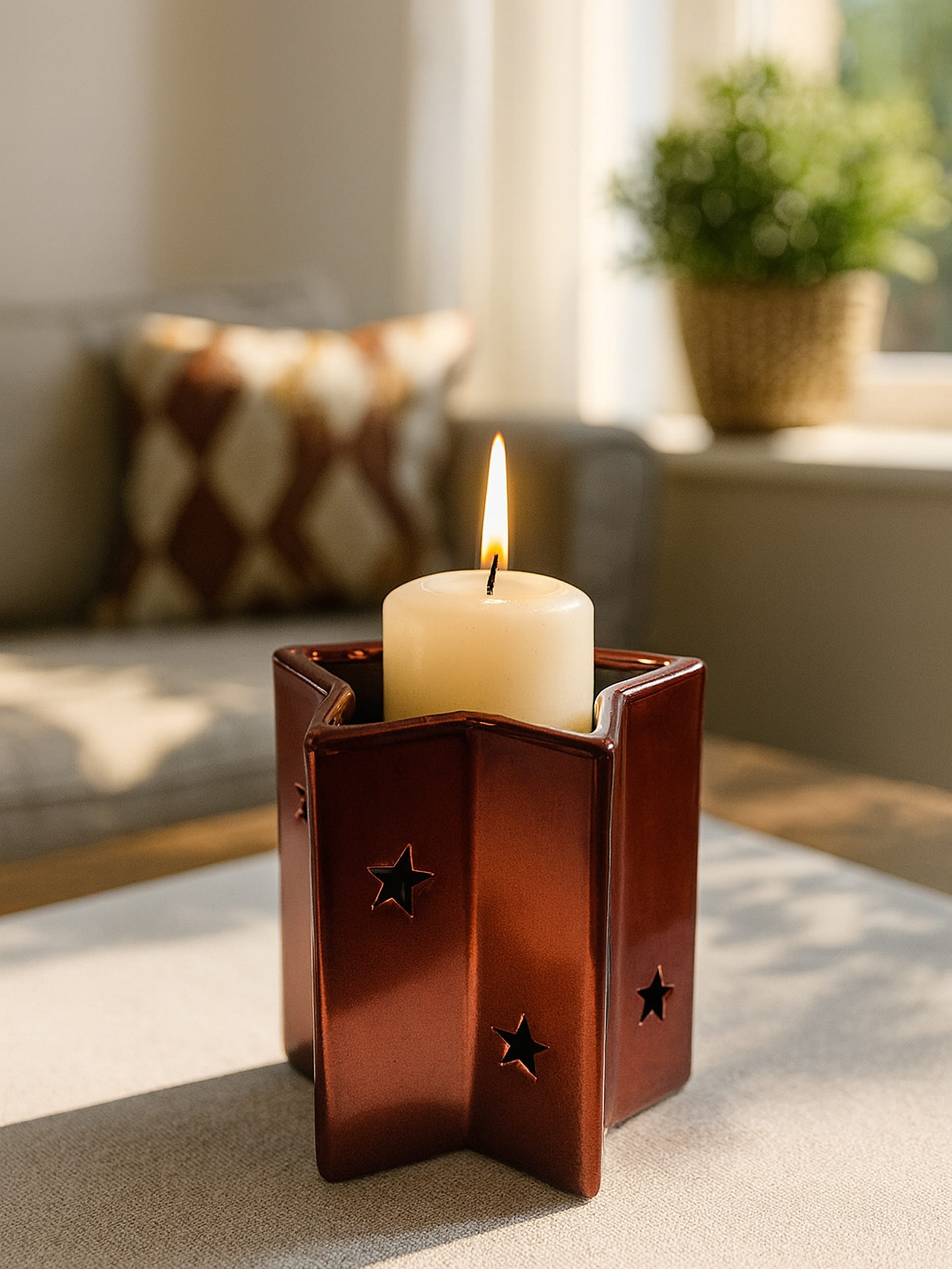 Sinsay - Χριστουγεννιάτικη βάση για κερί σε σχήμα αστεριού - μπορντο φωτογραφία