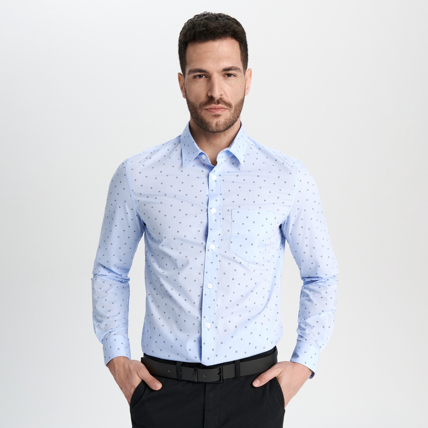E-shop Sinsay - Košeľa slim fit - Modrá