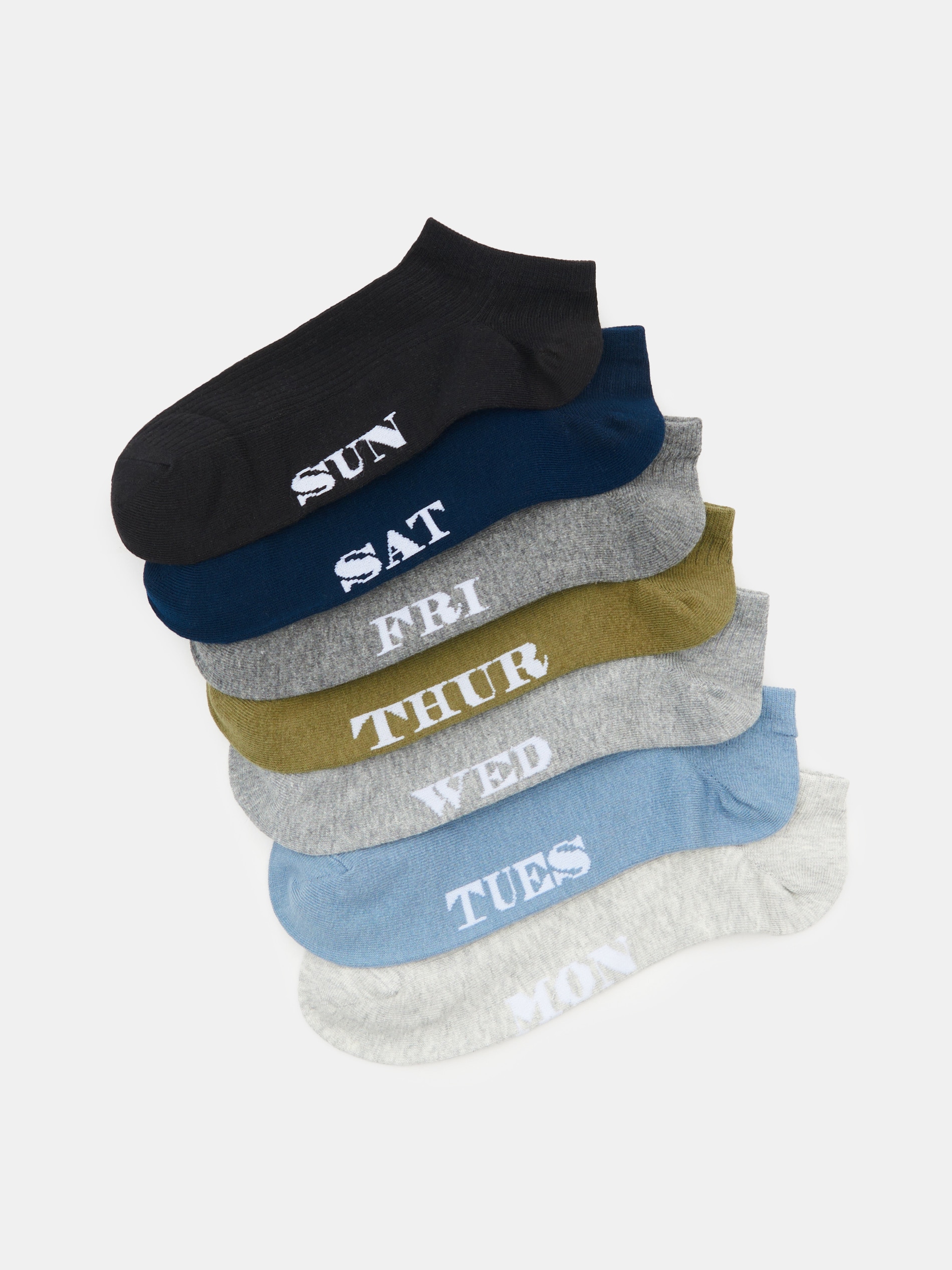 Sinsay - Skarpetki stopki z napisem 7 pack - wielobarwny