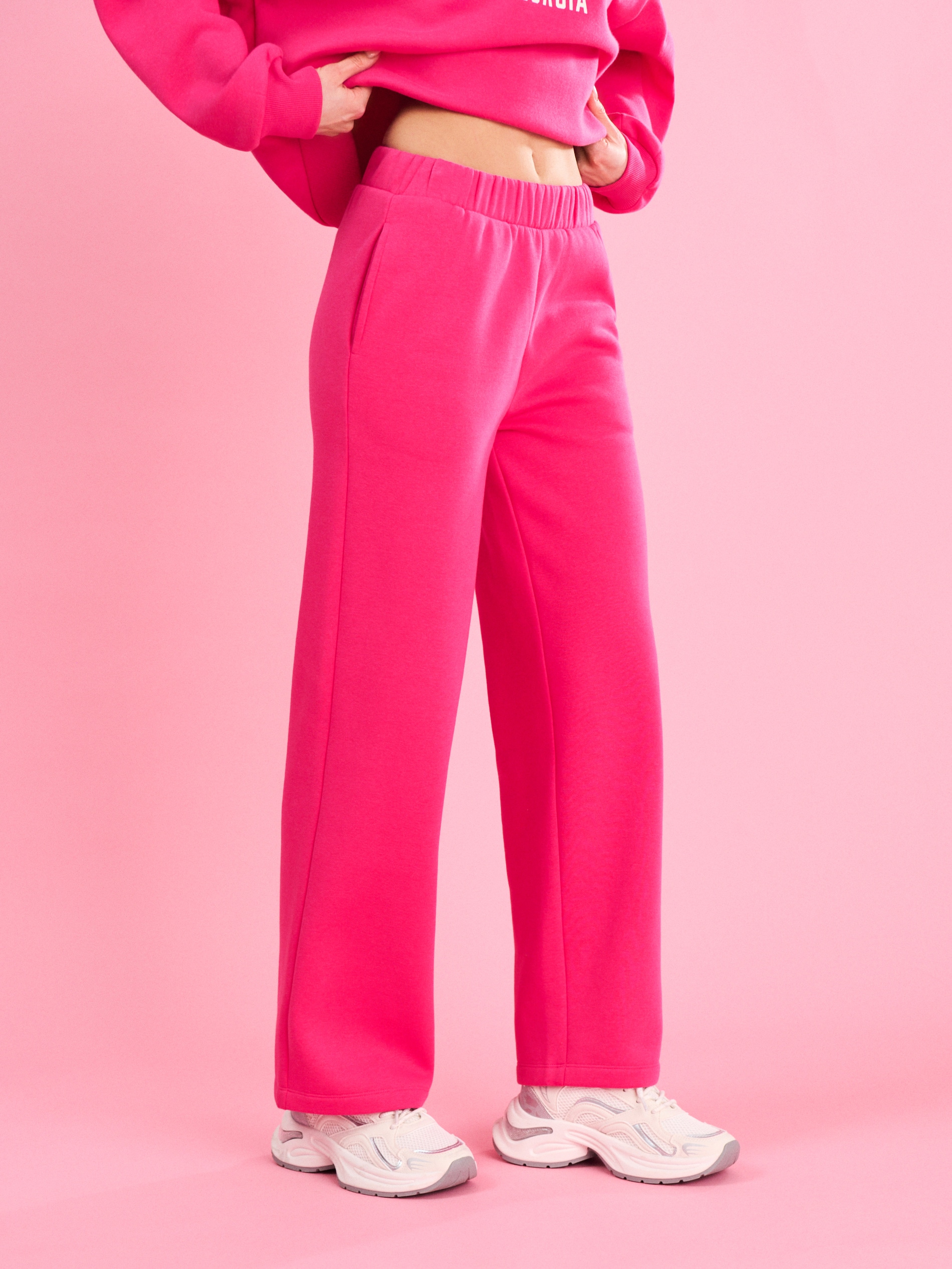 Sinsay - Spodnie dresowe straight leg - różowy