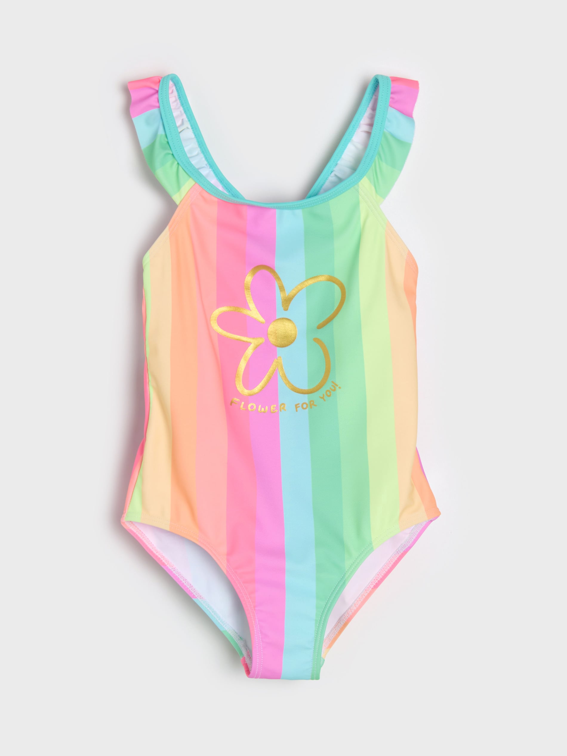 Sinsay - Jednoczęściowy kostium kąpielowy z falbanką - wielobarwny