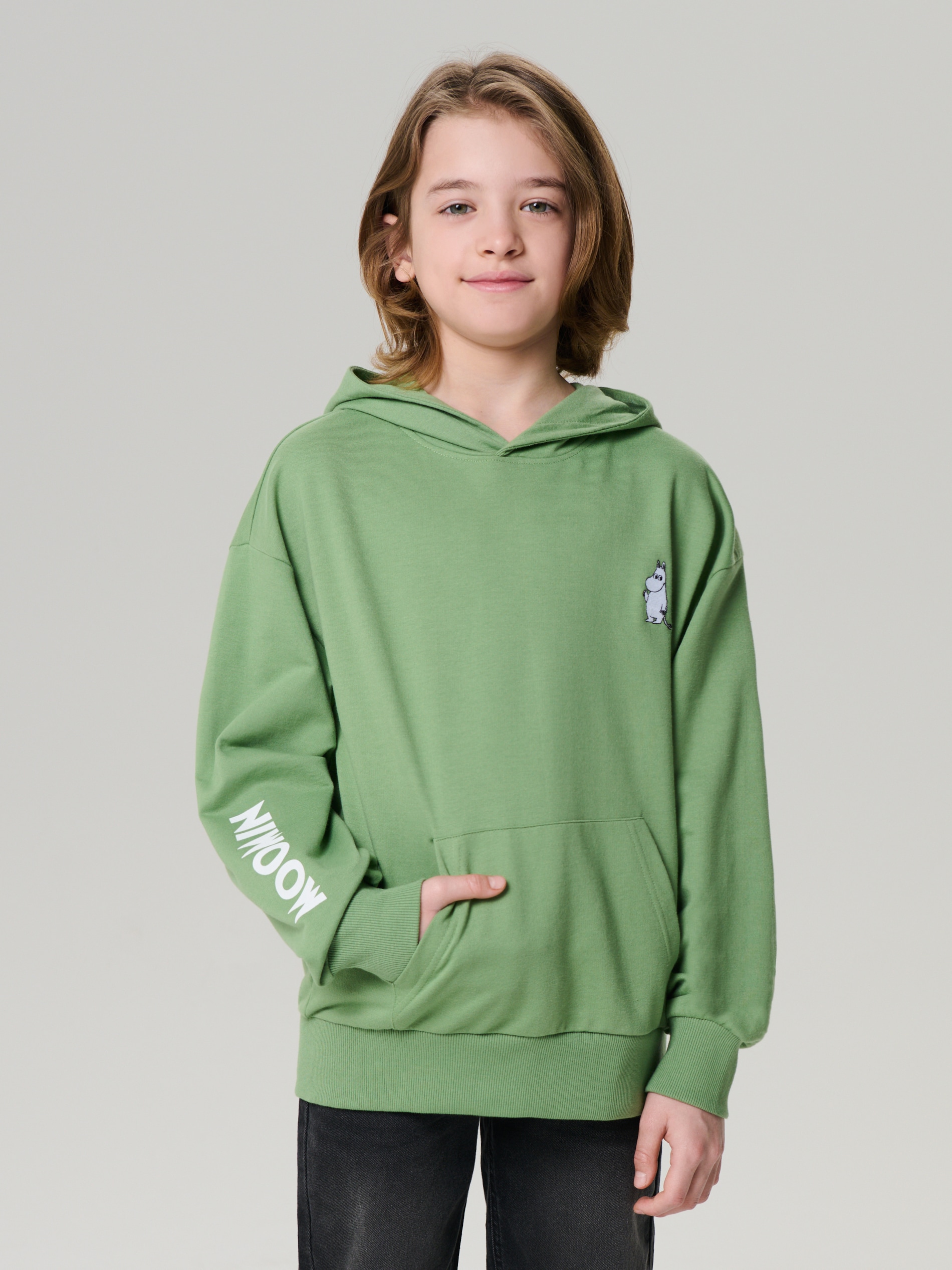 Sinsay - Bluza hoodie The Moomins - zielony