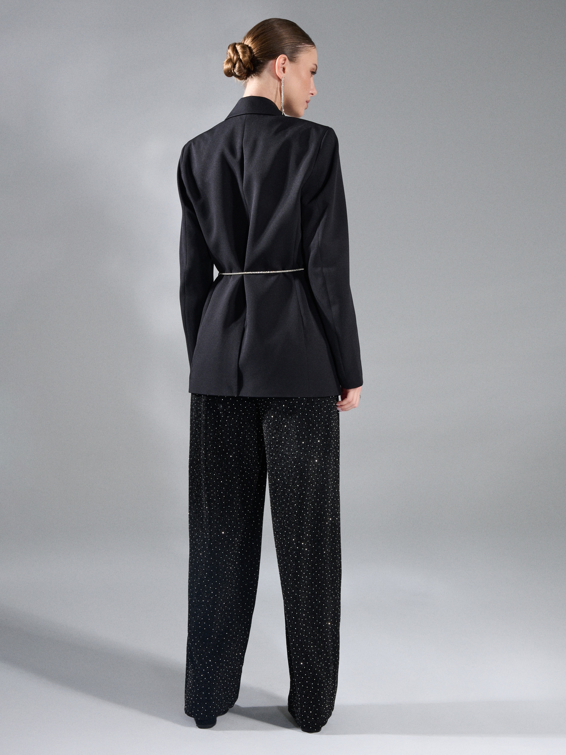 Sinsay - Παντελόνι wide leg με στρας - μαυρο φωτογραφία