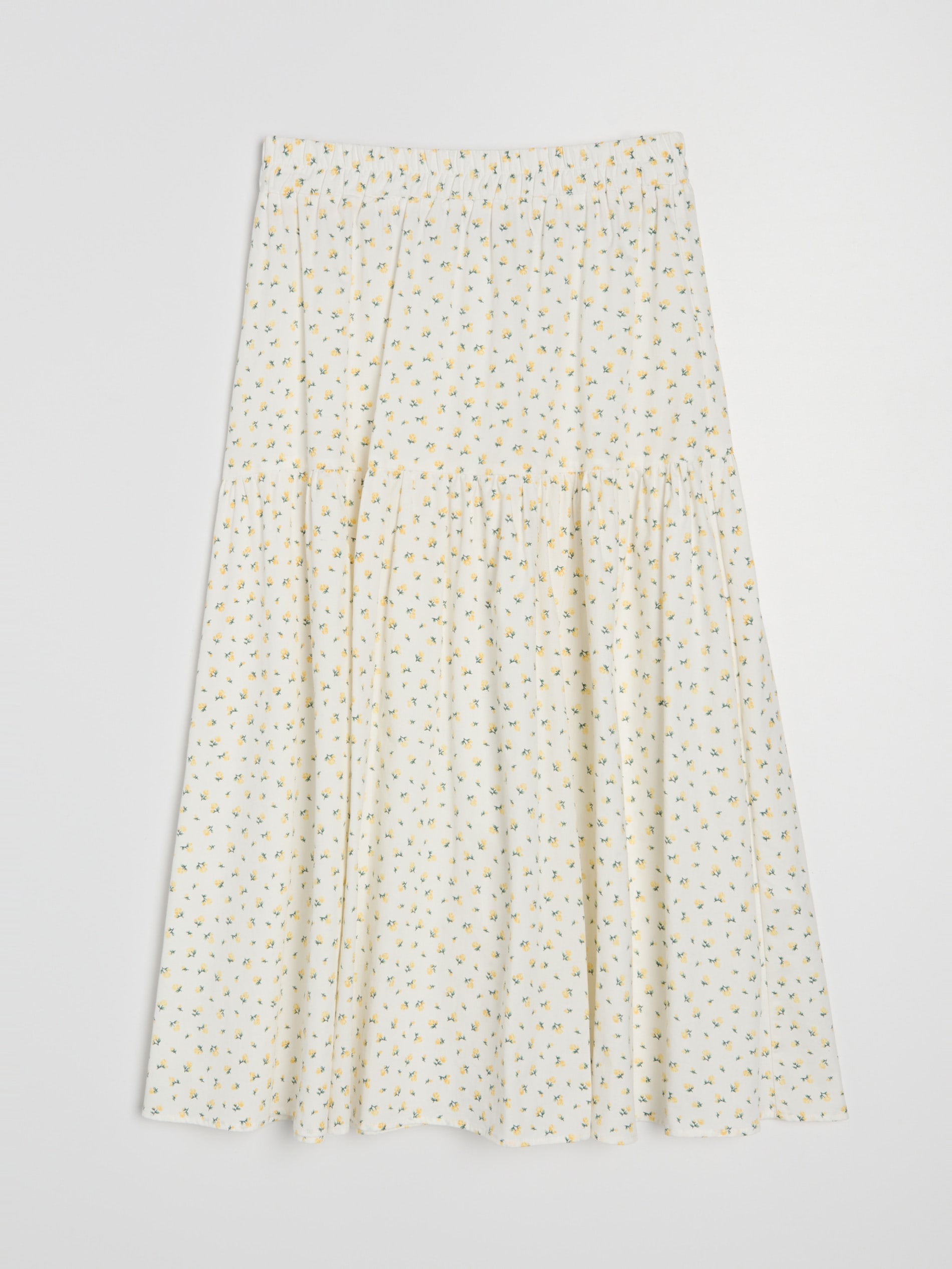 Sinsay - Bawełniana spódnica midi z efektem stopniowania w kwiatki - wielobarwny