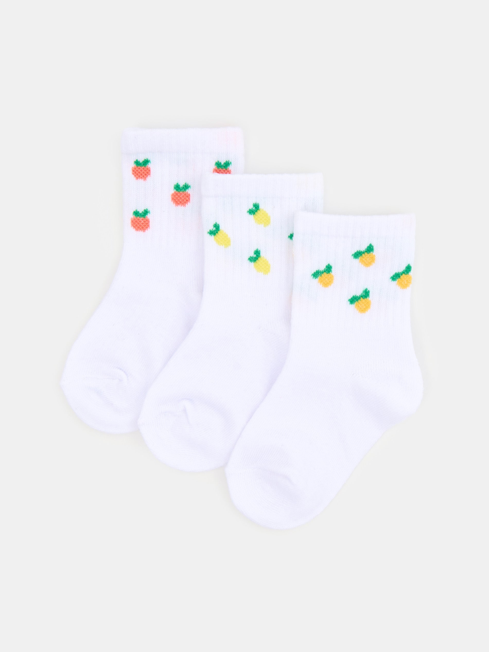 Prążkowane skarpetki z motywem owoców 3 pack