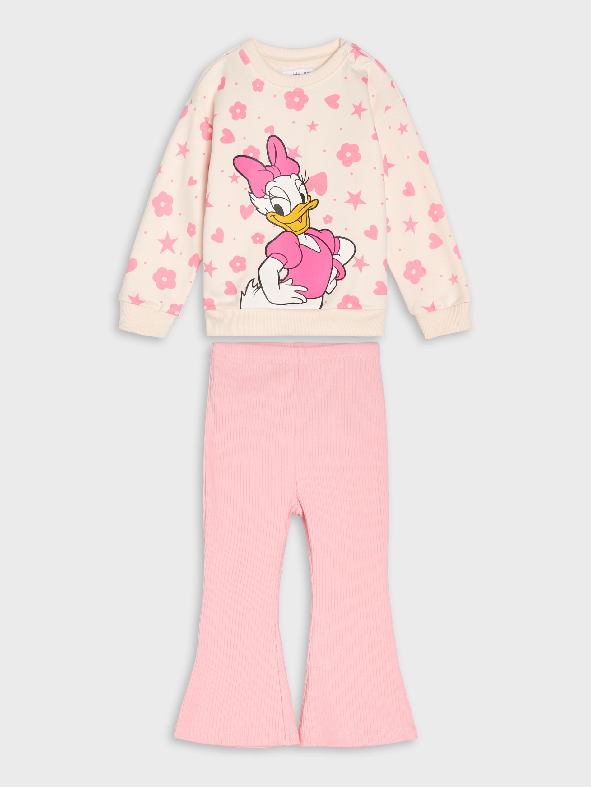 Sinsay - Bawełniany komplet: bluza i spodnie Daisy - kremowy