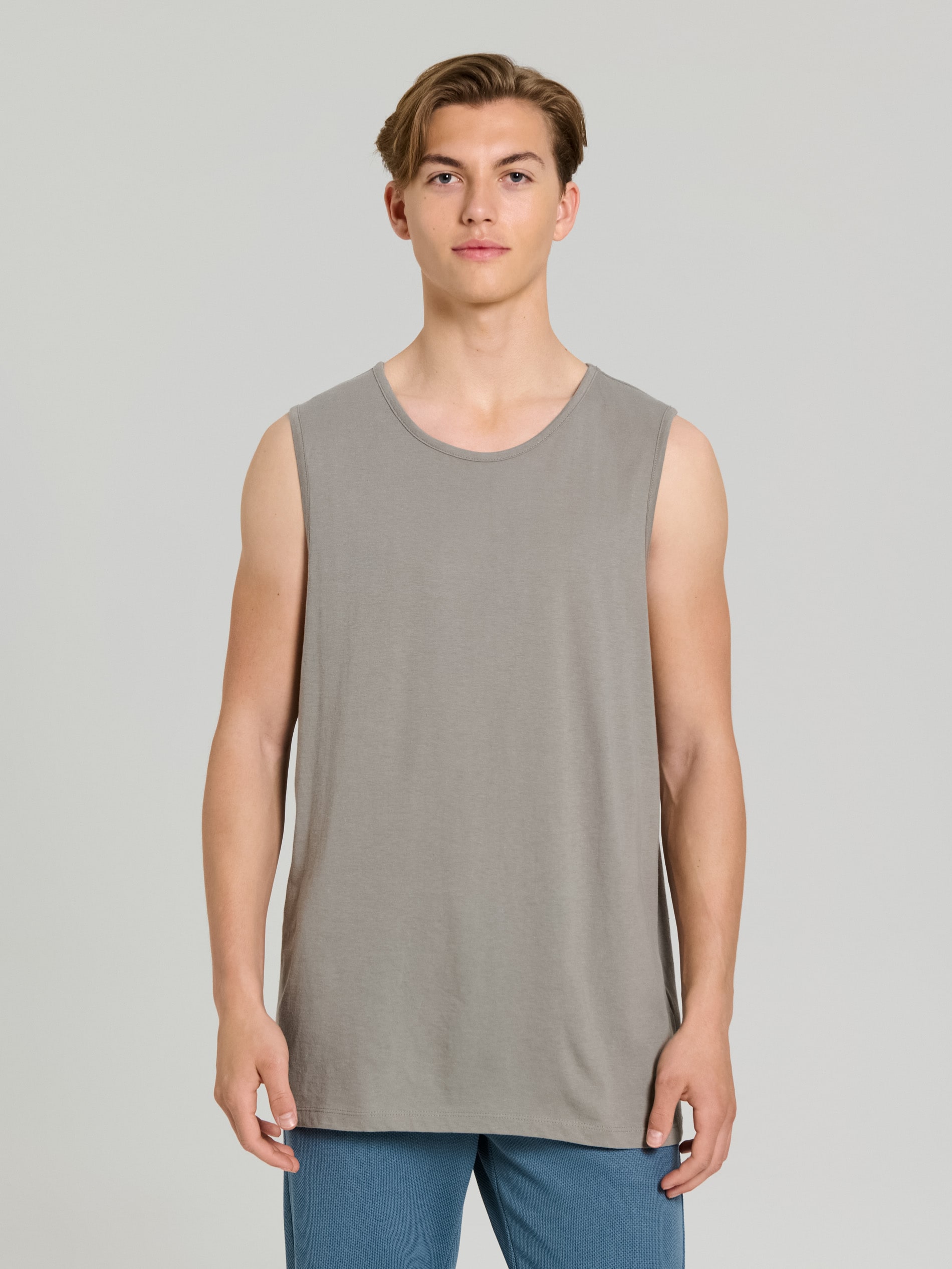 Sinsay - Bawełniany tank top basic - szary