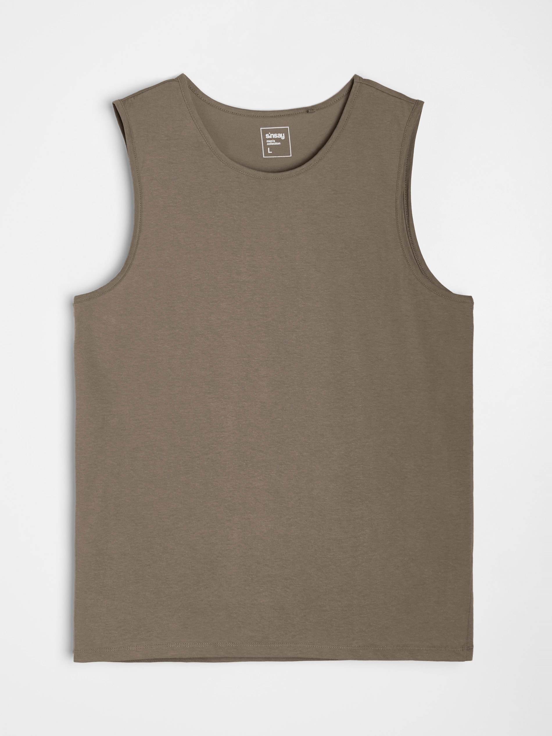 Sinsay - Bawełniany tank top basic - brązowy