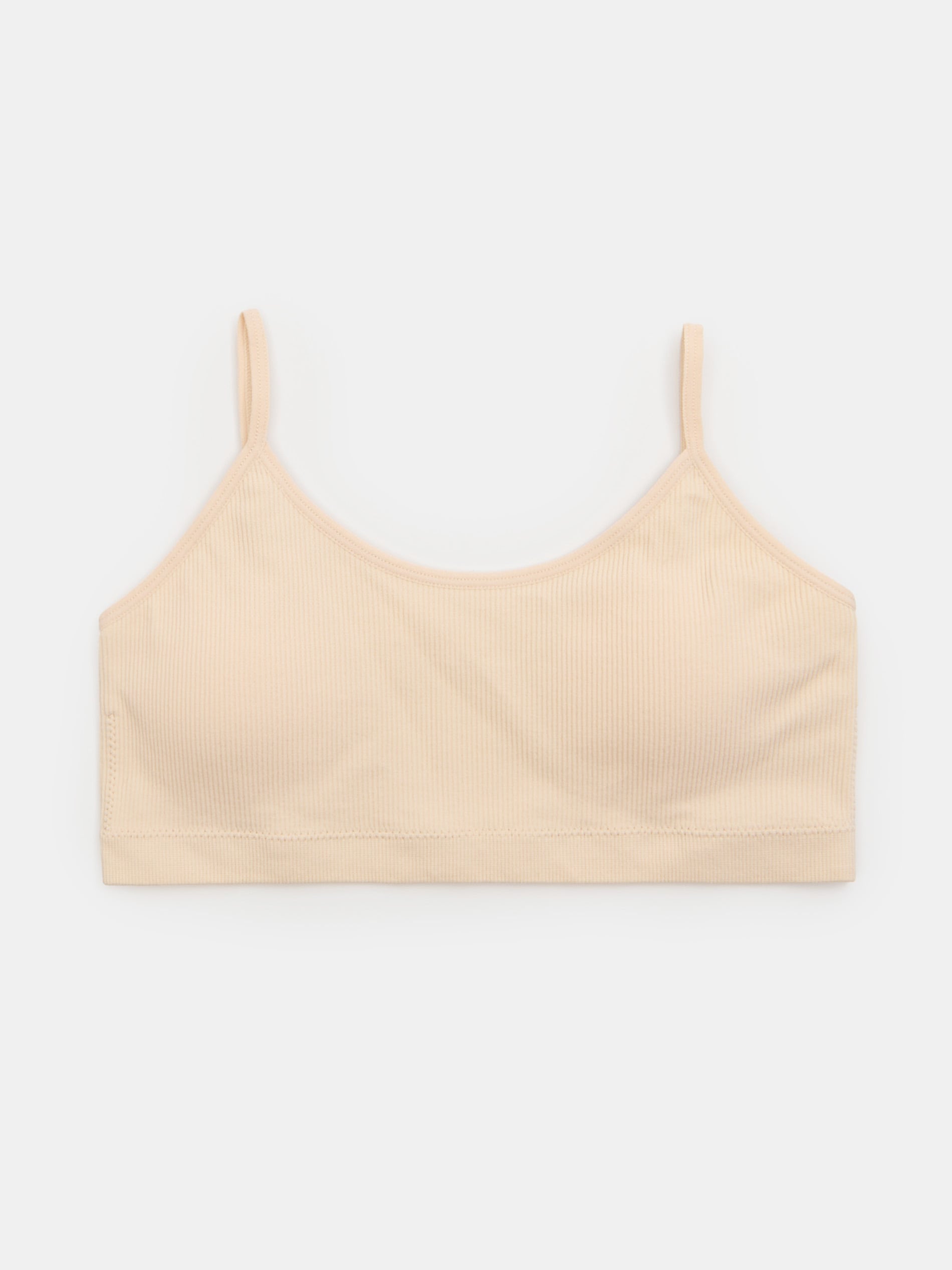 Sinsay - Prążkowany top typu bra na cienkich ramiączkach - kremowy